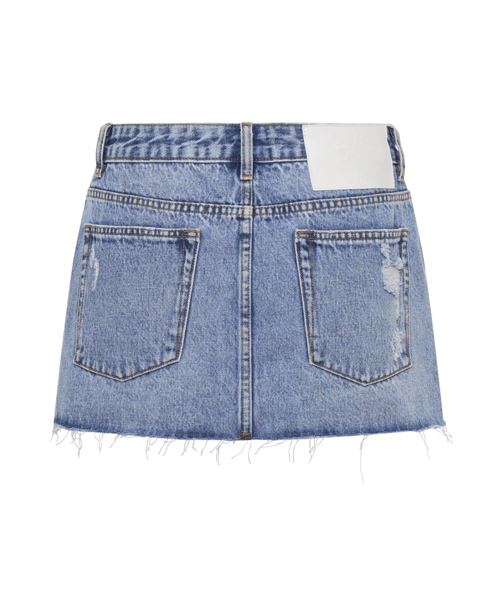 Sloane Low Waist Denim Mini Skirt - Hollywood - Image 9