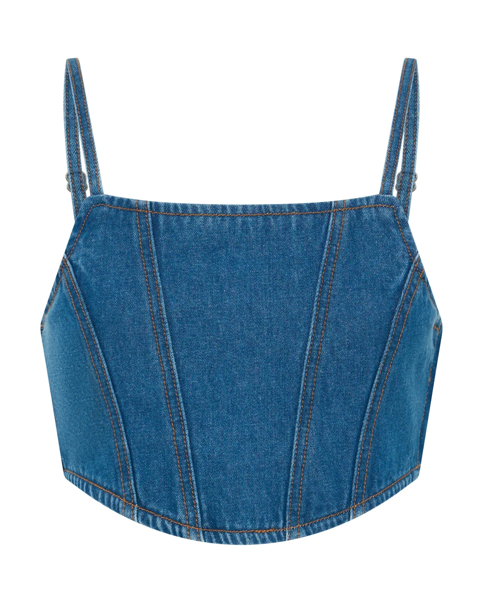 Honey Rider Bustier Crop Denim Top - Pacifica Blue - Image 7