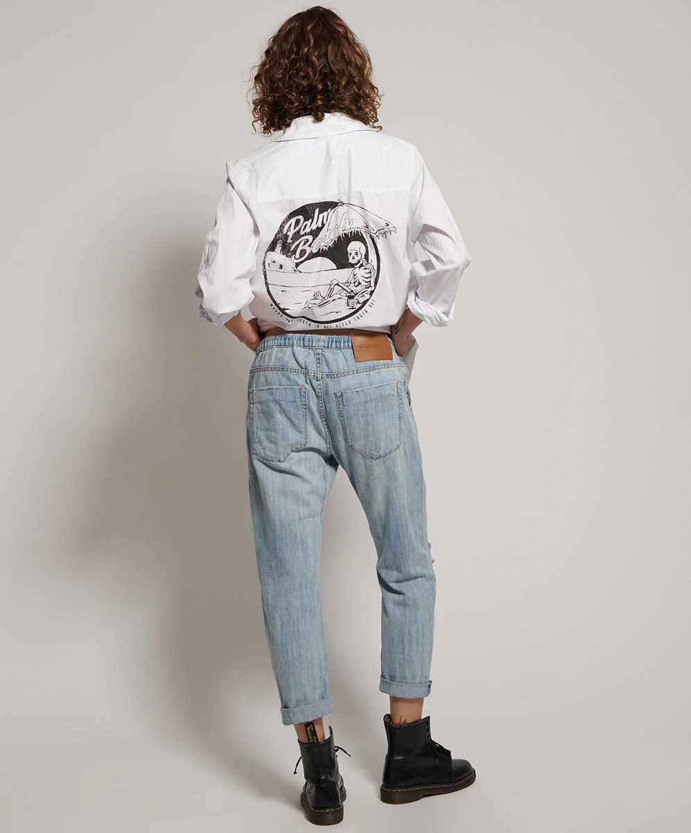 Shabbies Drawstring Boyfriend Jean - Hustler Blue - Image 3