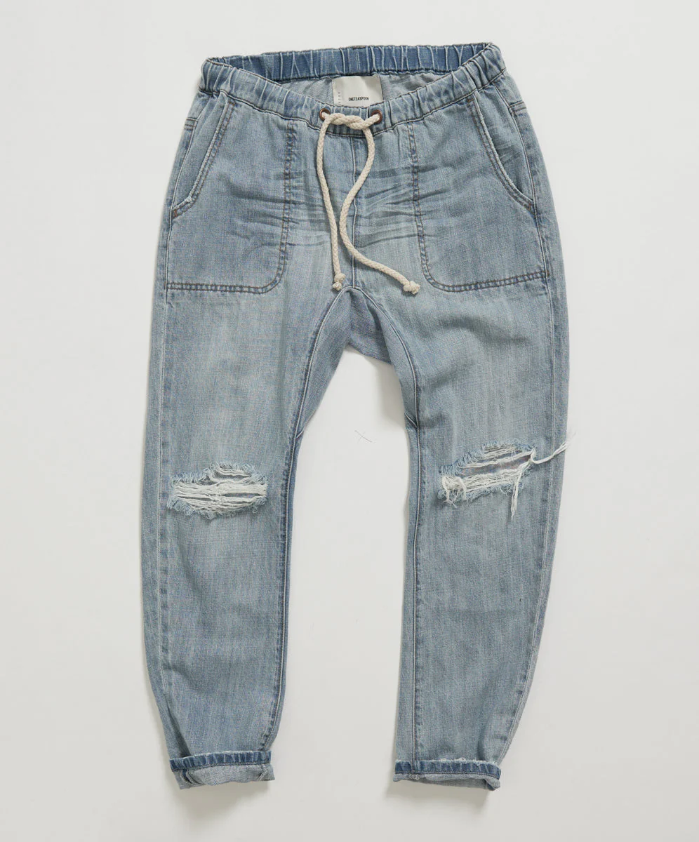 Shabbies Drawstring Boyfriend Jean - Hustler Blue - Image 6