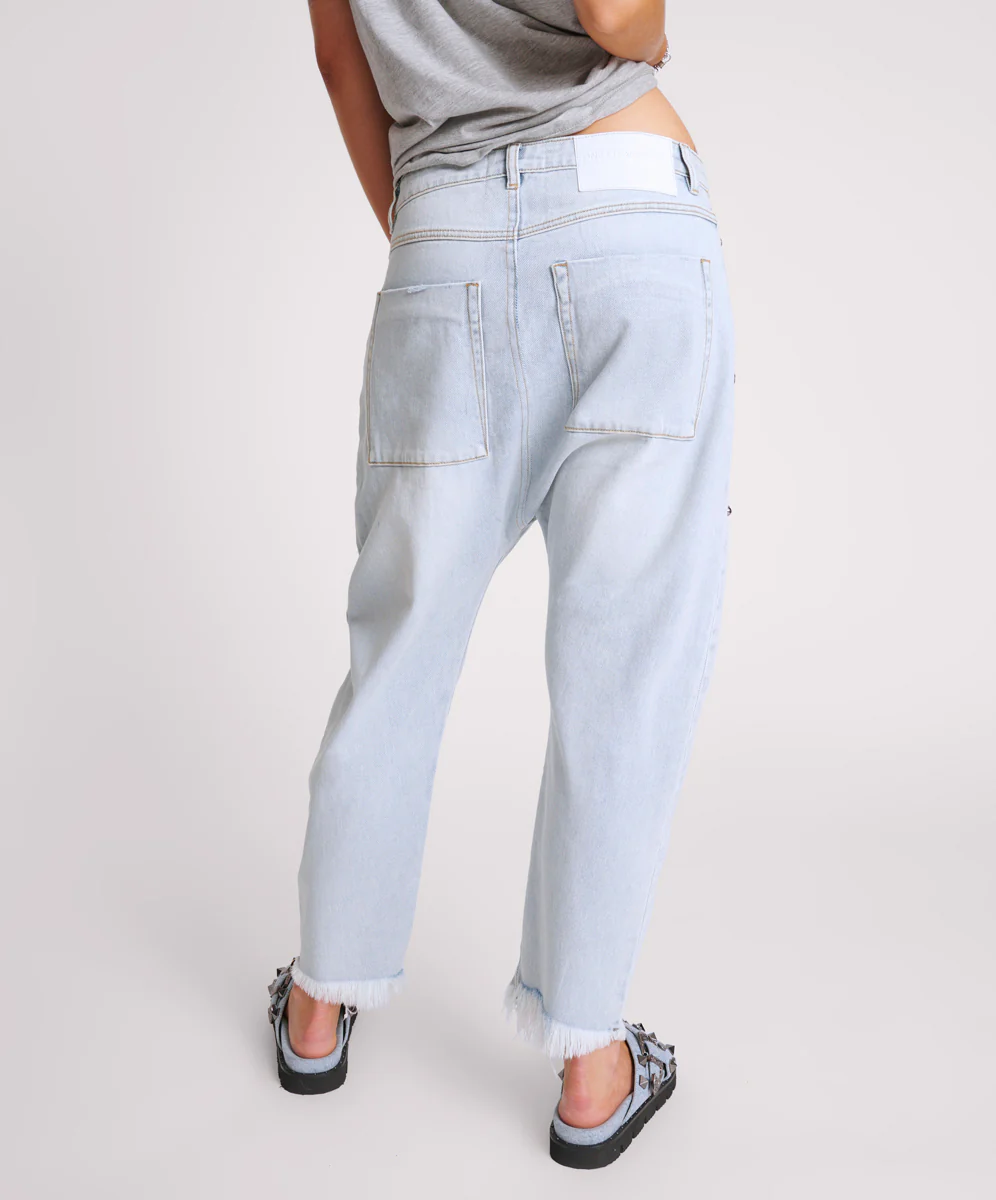 HUSTLER STUDDED SINNERS DROP CROTCH BOYFRIEND JEANS - Image 4