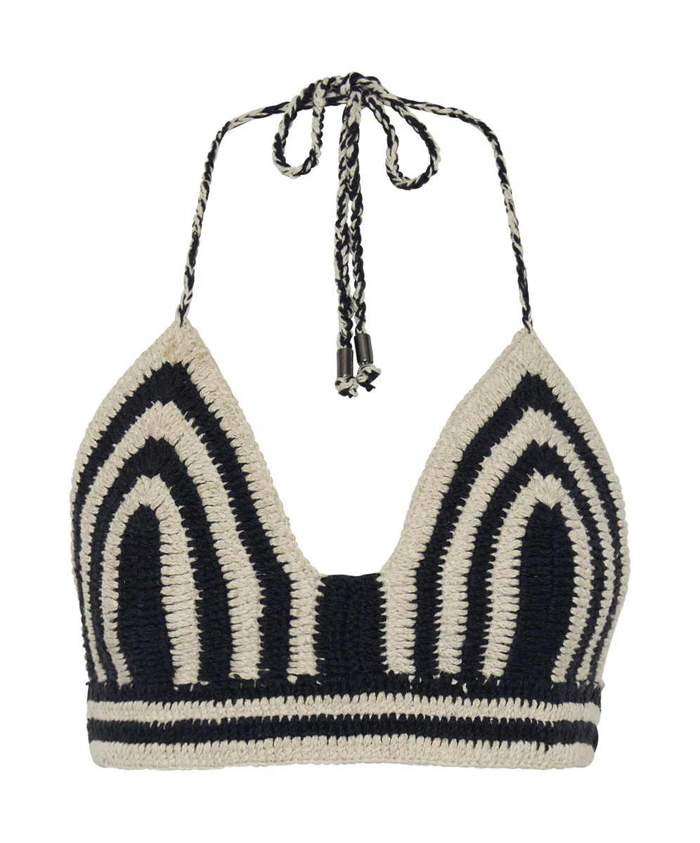Hypnotized Hand Crochet Bralette - Black White - Image 6