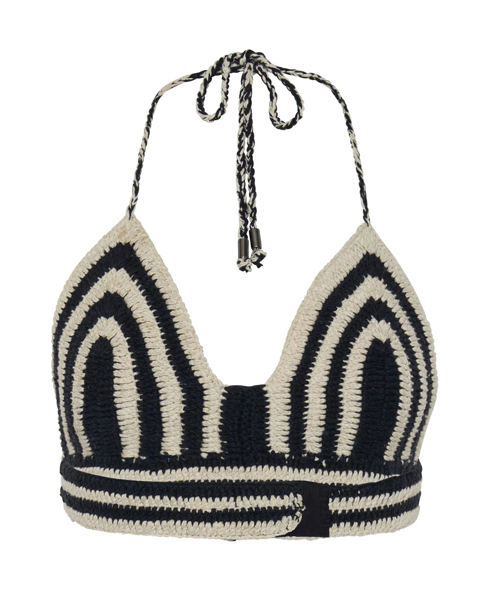 Hypnotized Hand Crochet Bralette - Black White - Image 7