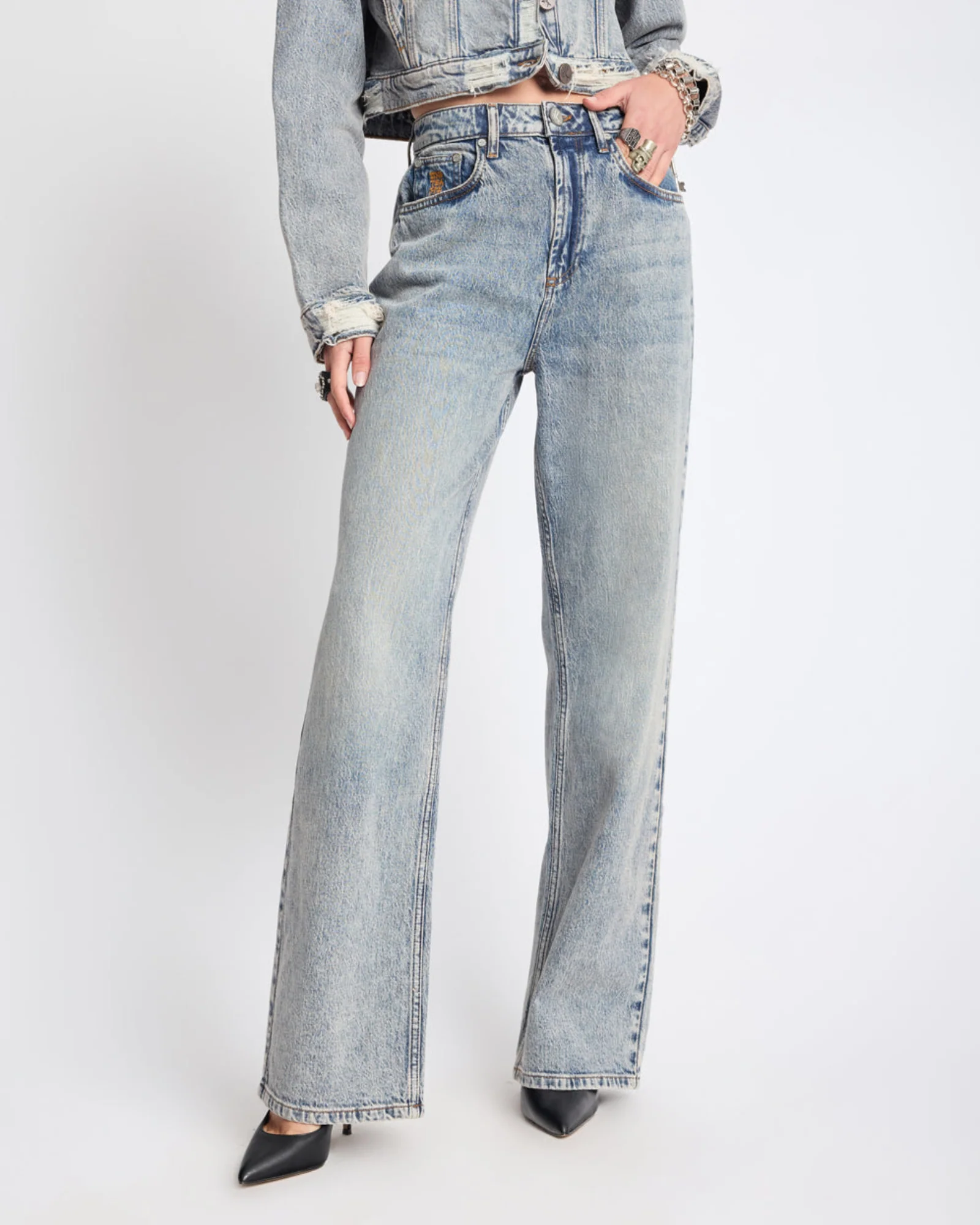 Icon High Waist Straight Leg Denim Jeans - Cloud Blue - Image 3
