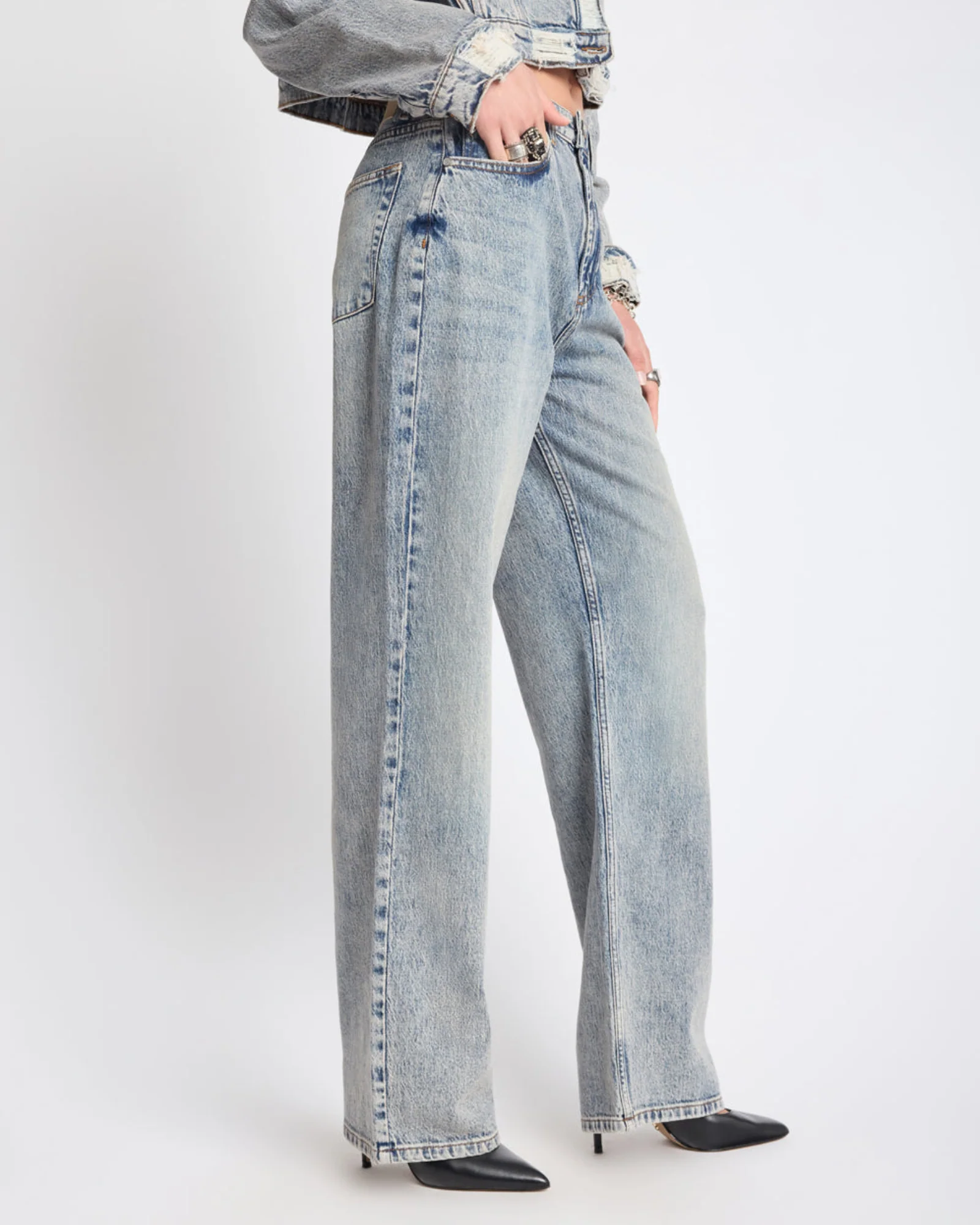Icon High Waist Straight Leg Denim Jeans - Cloud Blue - Image 6