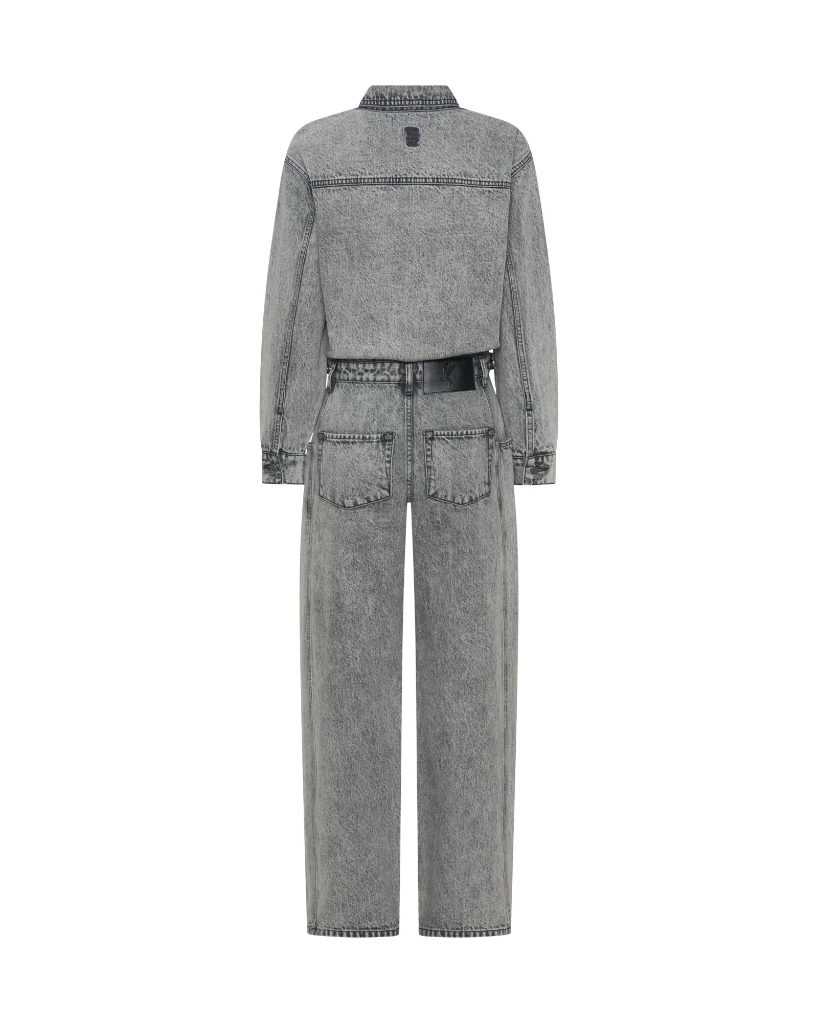 Icon Longsleeved Straight Leg Denim Jumpsuit - Soft Grey - Image 12