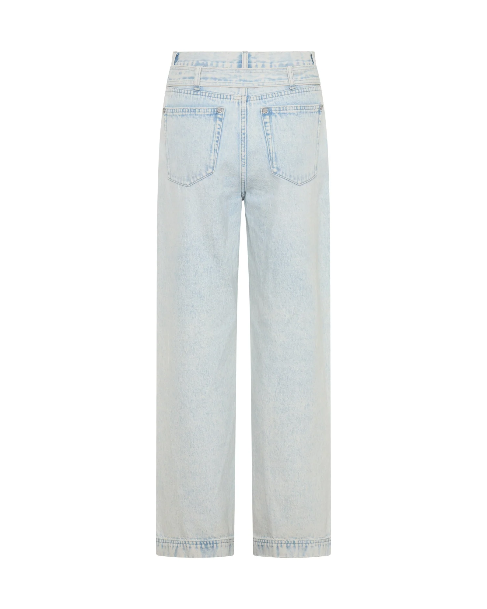 Jackson Belted Mid Waist Wide Leg Denim Jeans - Beach Blue - Image 18