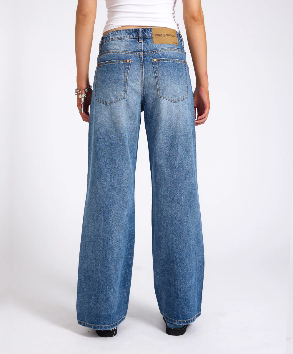 Jackson Mid Waist Wide Leg Denim Jeans - Hoodlum Blue - Image 4