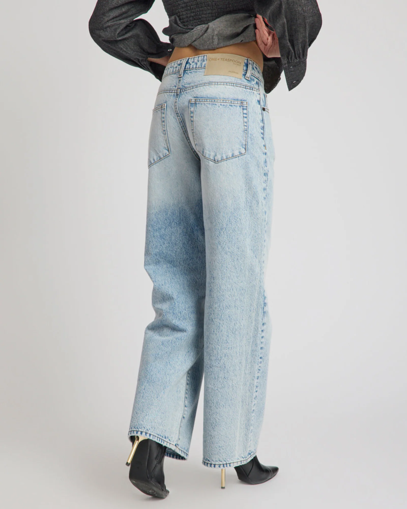 Jackson Mid Waist Wide Leg Denim Jeans - Whisper Blue - Image 6