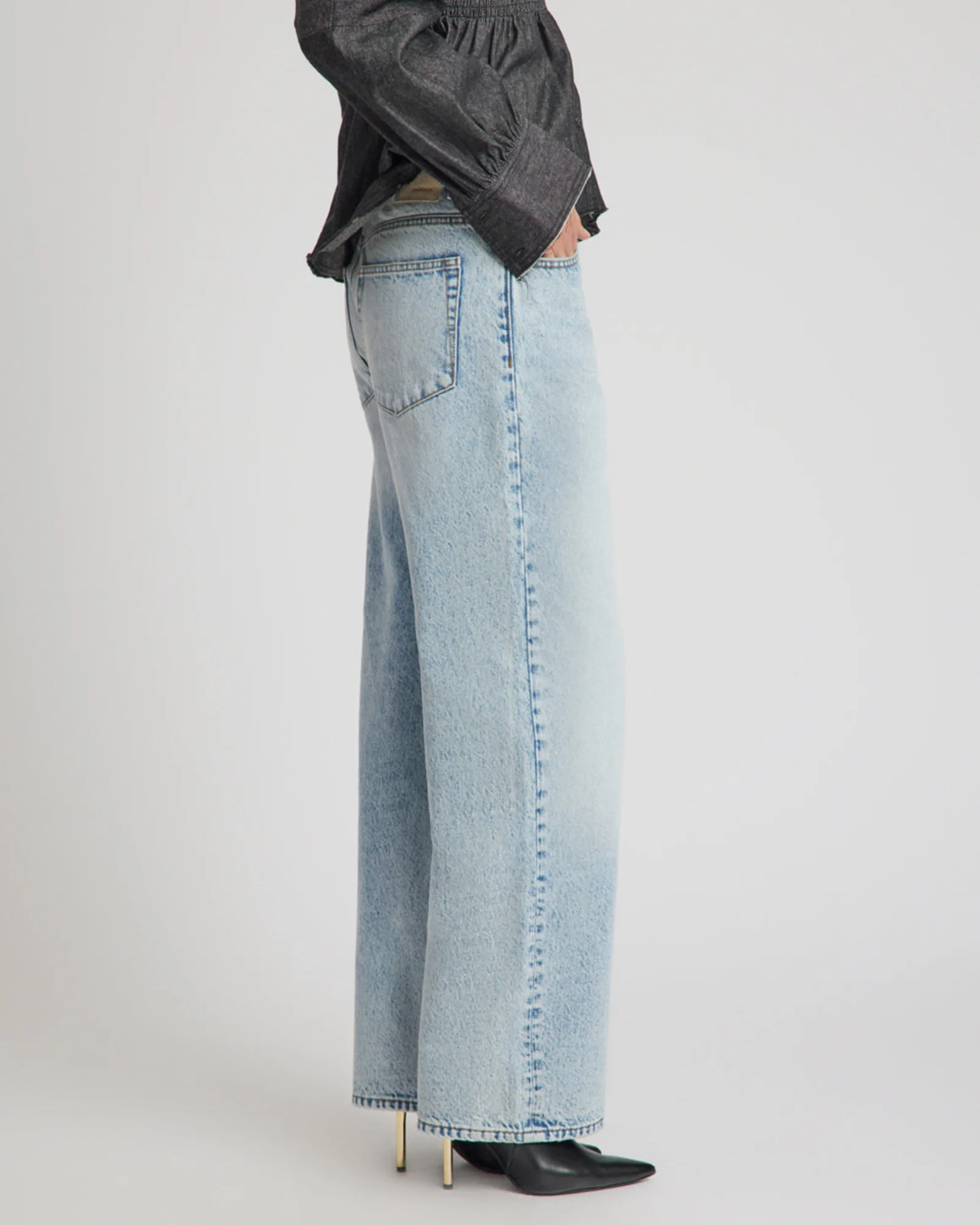 Jackson Mid Waist Wide Leg Denim Jeans - Whisper Blue - Image 7
