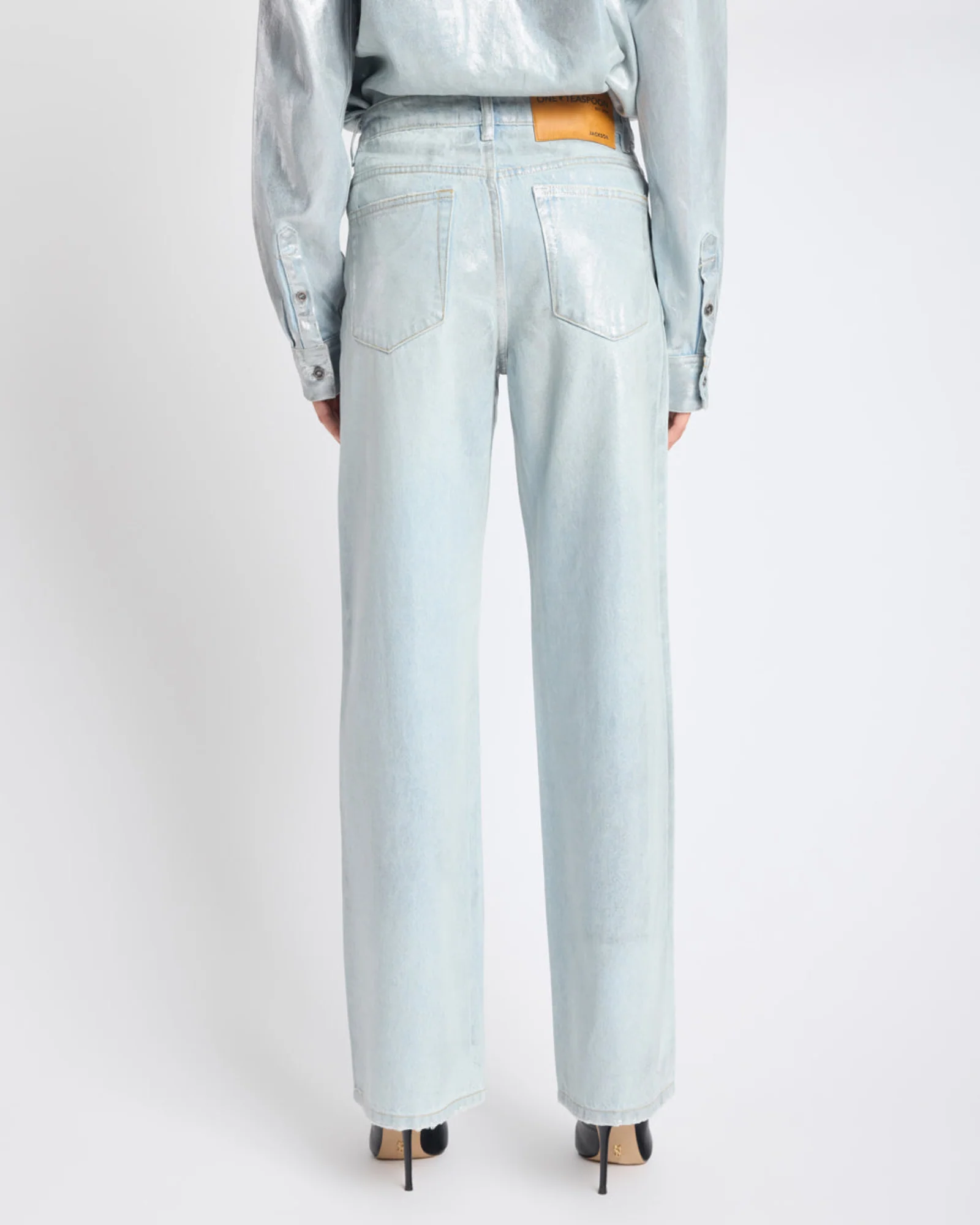 Jackson Mid Waist Wide Leg Denim Jeans - Blue Chrome - Image 5