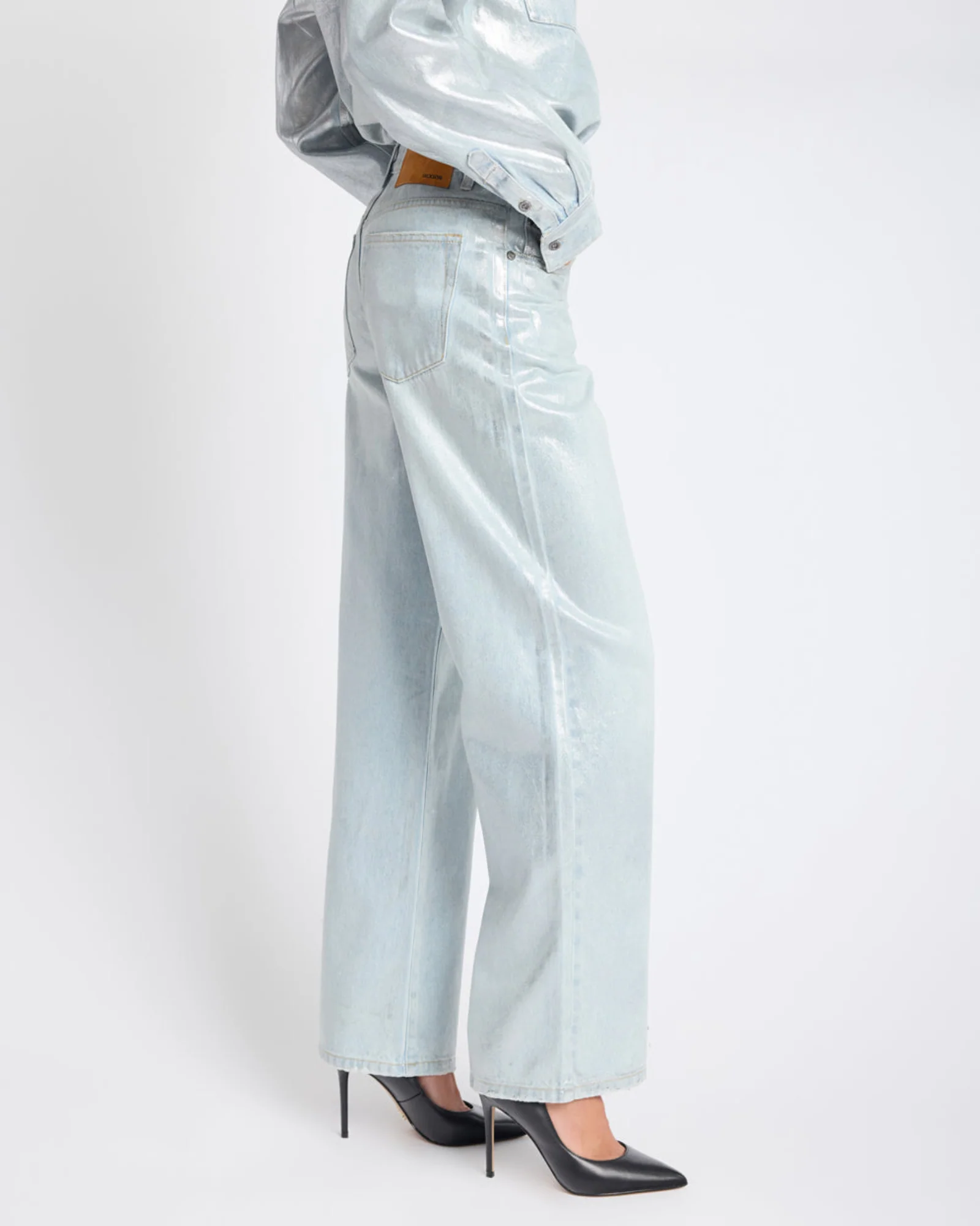Jackson Mid Waist Wide Leg Denim Jeans - Blue Chrome - Image 6