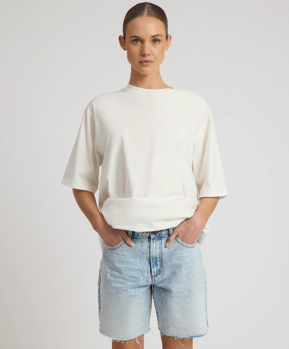 Jackson Mid Waist Wide Leg Shorts - Whisper Blue - Image 10