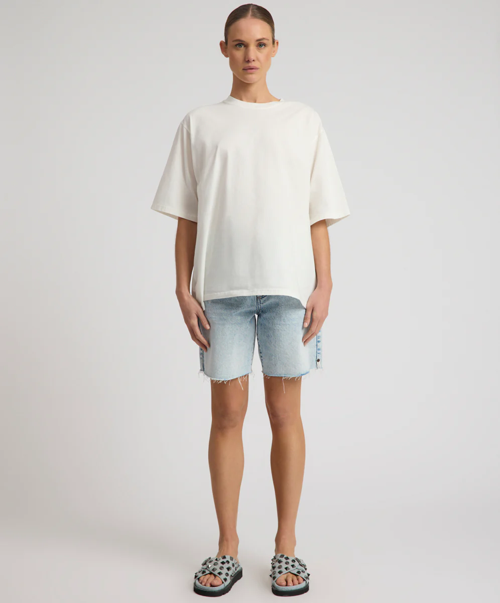 Jackson Mid Waist Wide Leg Shorts - Whisper Blue - Image 2