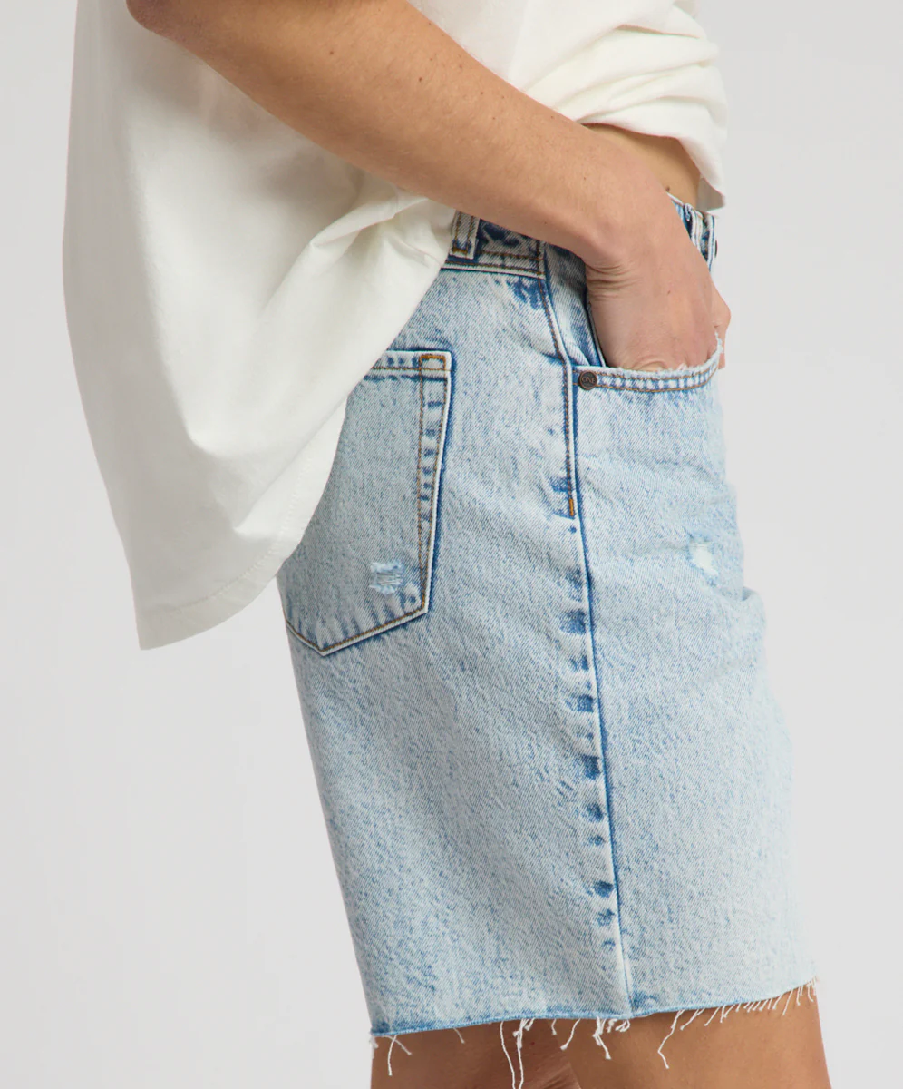 Jackson Mid Waist Wide Leg Shorts - Whisper Blue - Image 8