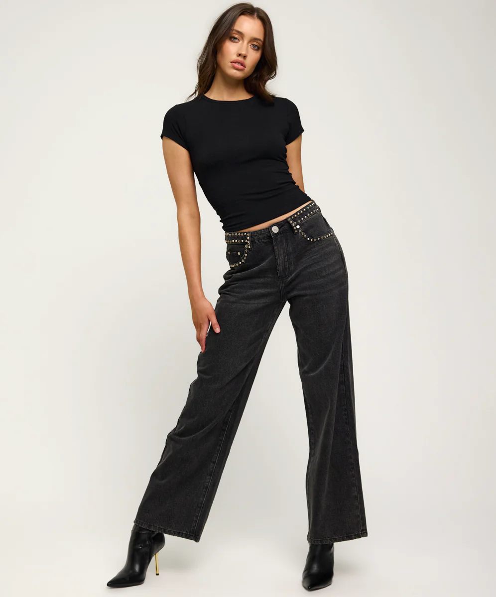 Jackson Mid Waist Wide Leg Denim Jeans - Image 10