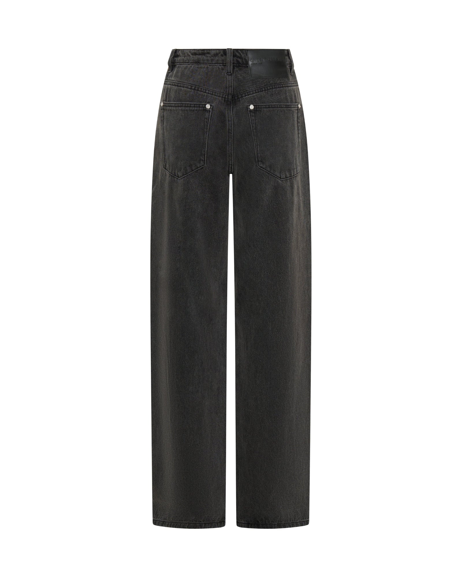 Jackson Mid Waist Wide Leg Studded Denim Jeans - Black - Image 13