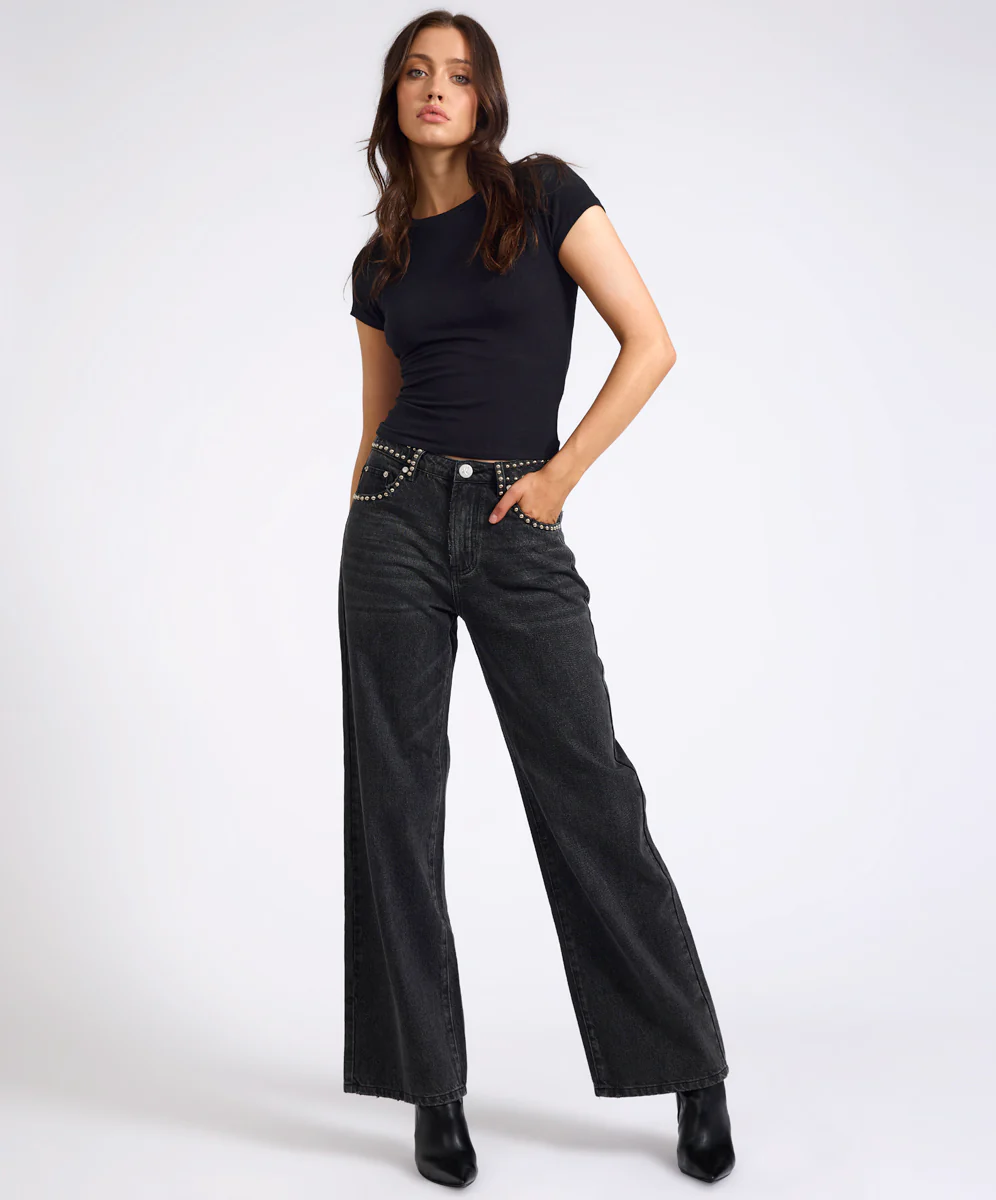 Jackson Mid Waist Wide Leg Denim Jeans - Image 3