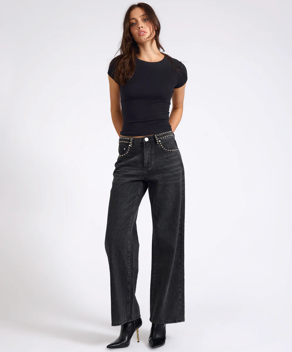 Jackson Mid Waist Wide Leg Denim Jeans - Image 8