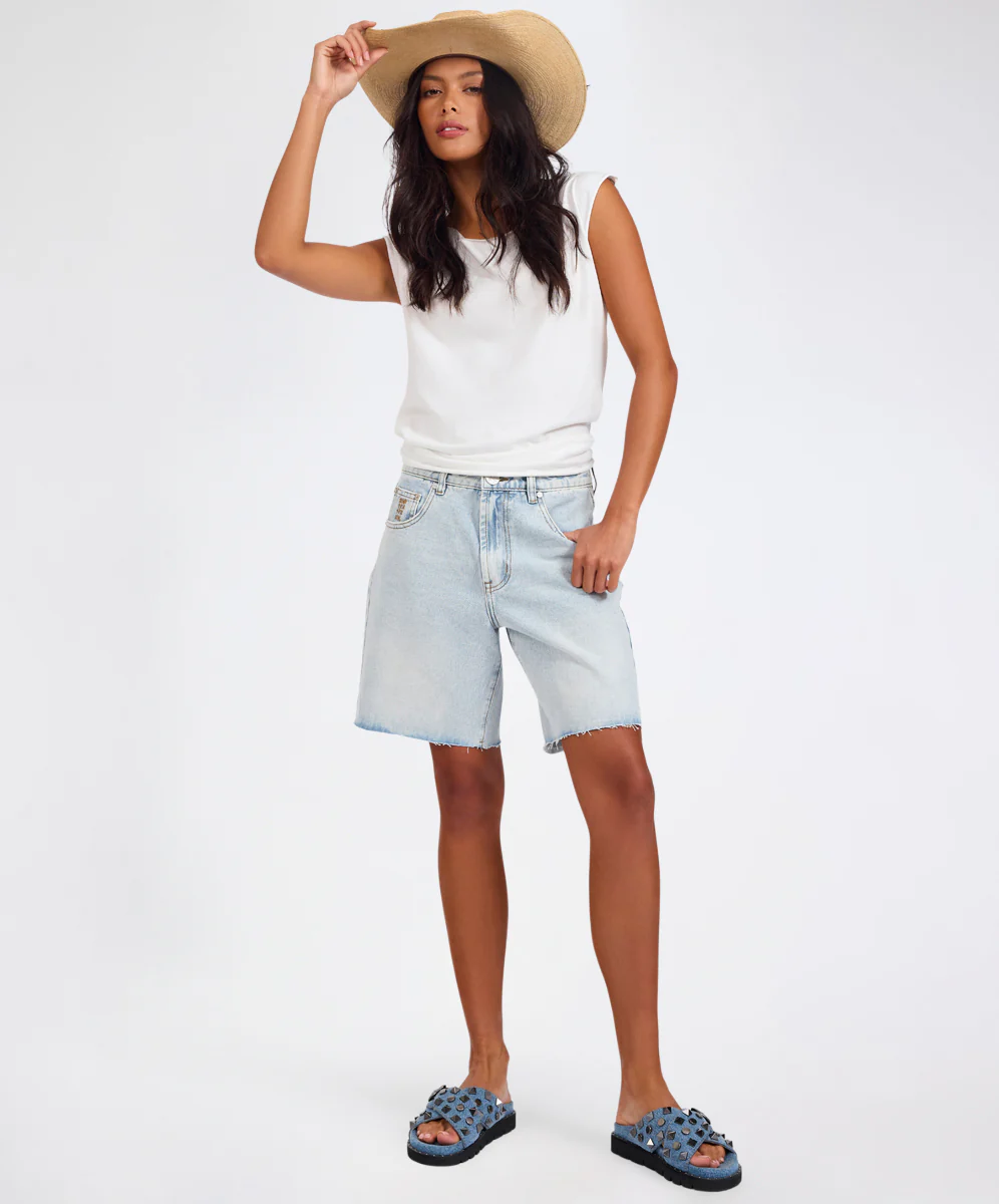 Jacksons Mid Waist Wide Leg Denim Shorts