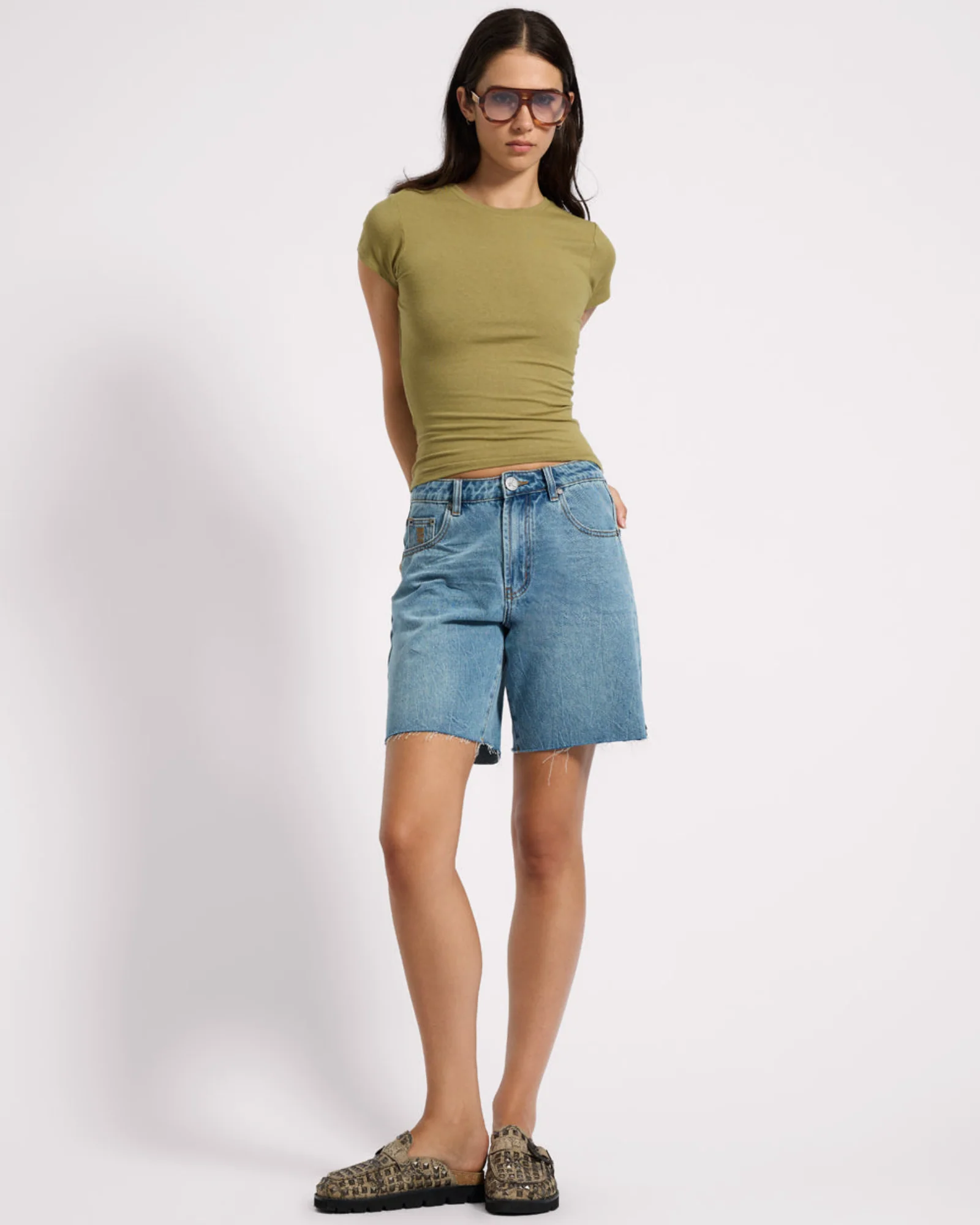 Jacksons Mid Waist Wide Leg Denim Shorts - Blue Crush - Image 10