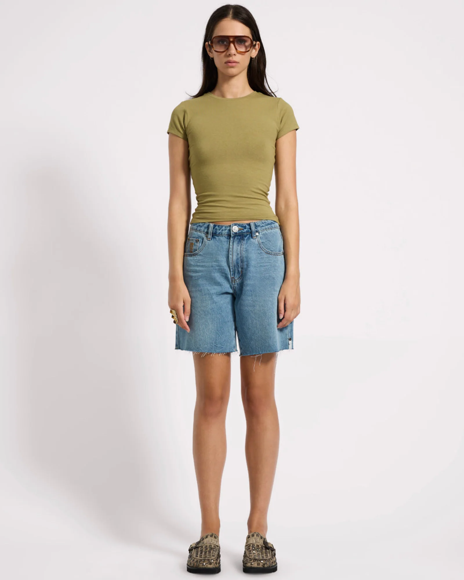 Jacksons Mid Waist Wide Leg Denim Shorts - Blue Crush - Image 2