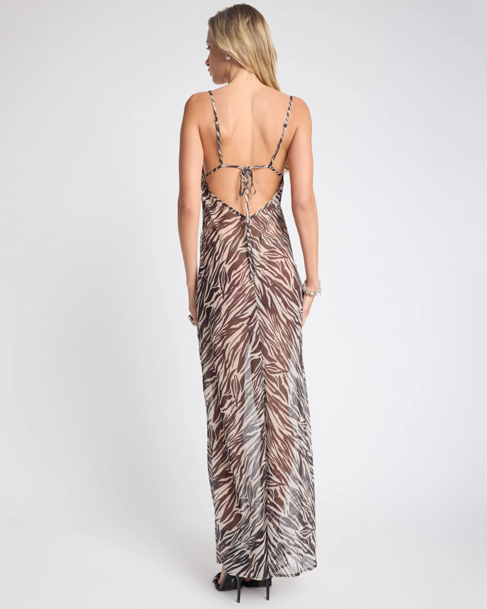 Jagger Maxi Slip Dress - Zebra Print - Image 4