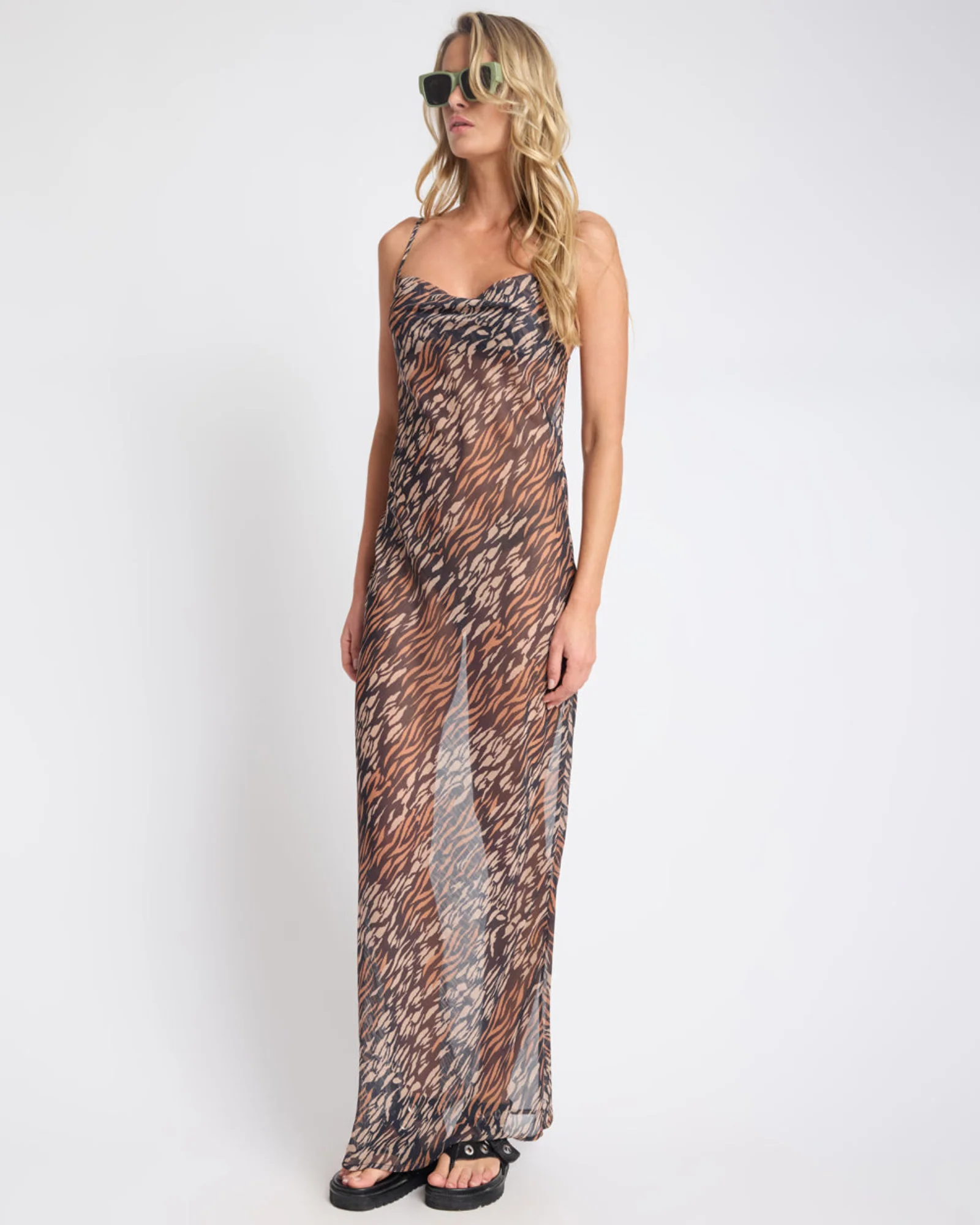 Jagger Maxi Slip Dress - Tawny Print - Image 3