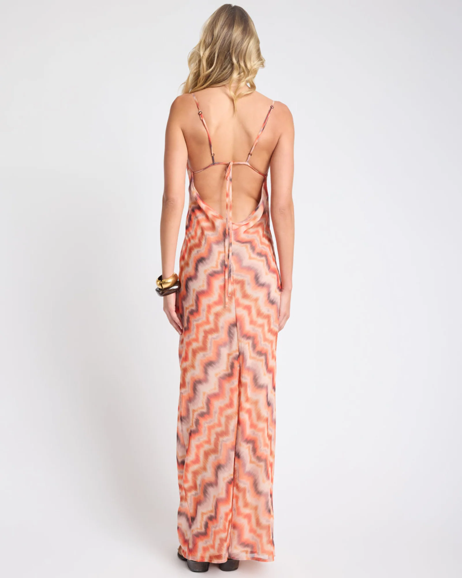 Jagger Maxi Slip Dress - Sunset Chevron Print - Image 4