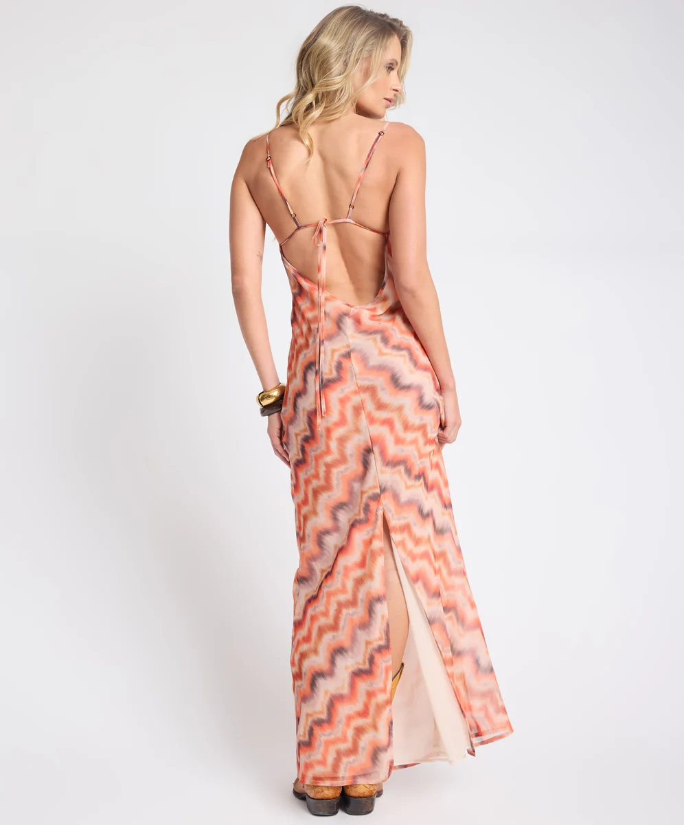 Jagger Maxi Slip Dress - Sunset Chevron Print - Image 5