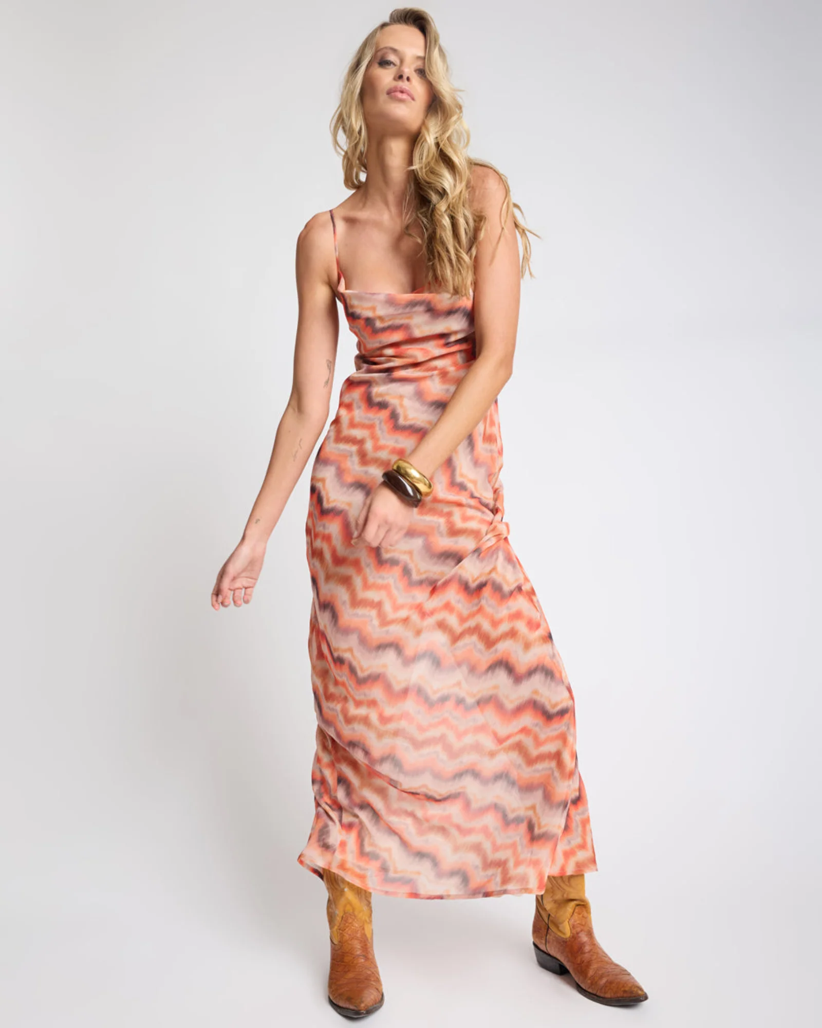Jagger Maxi Slip Dress - Sunset Chevron Print - Image 8