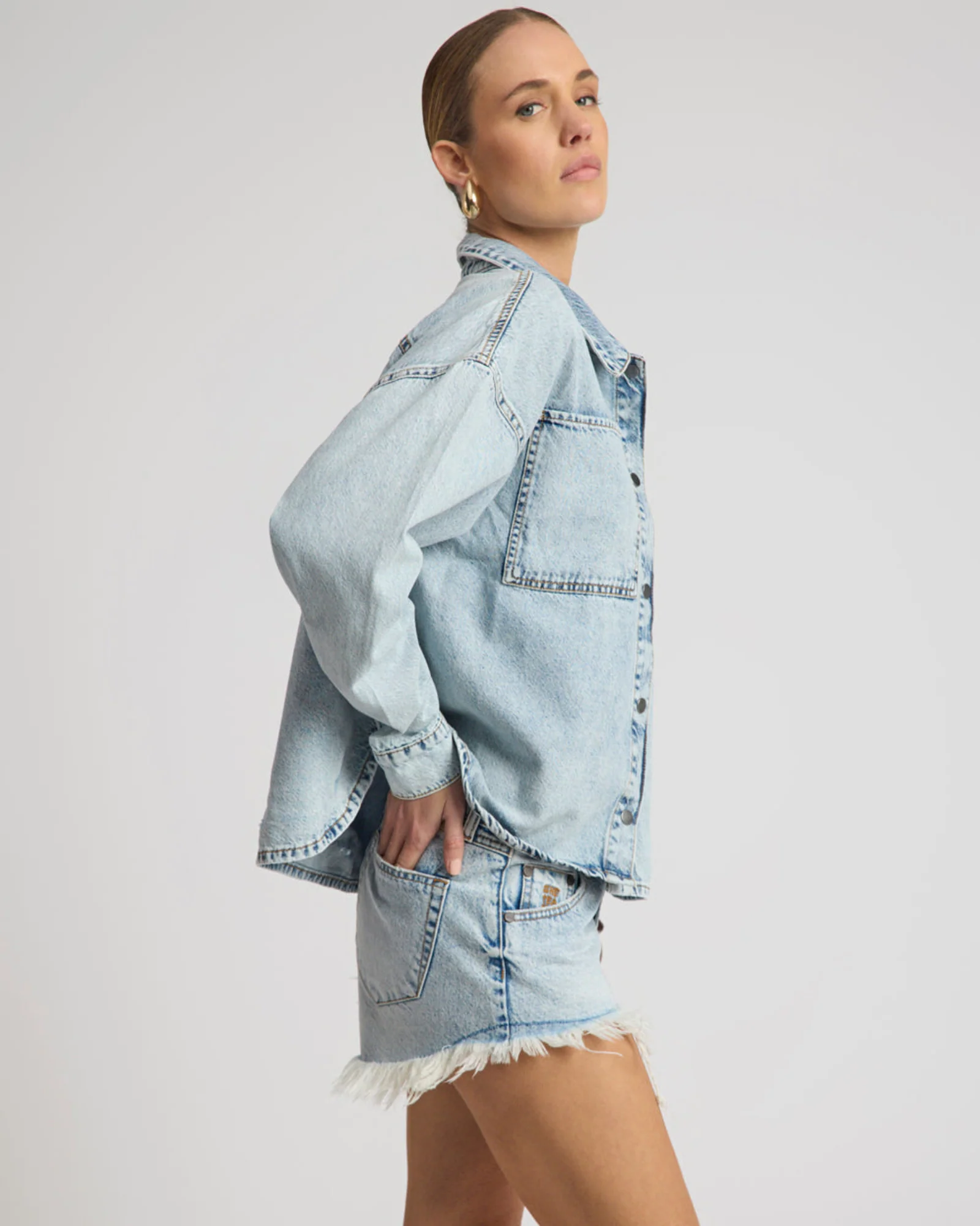Je T'Aime Denim Shacket - Whisper Blue - Image 6