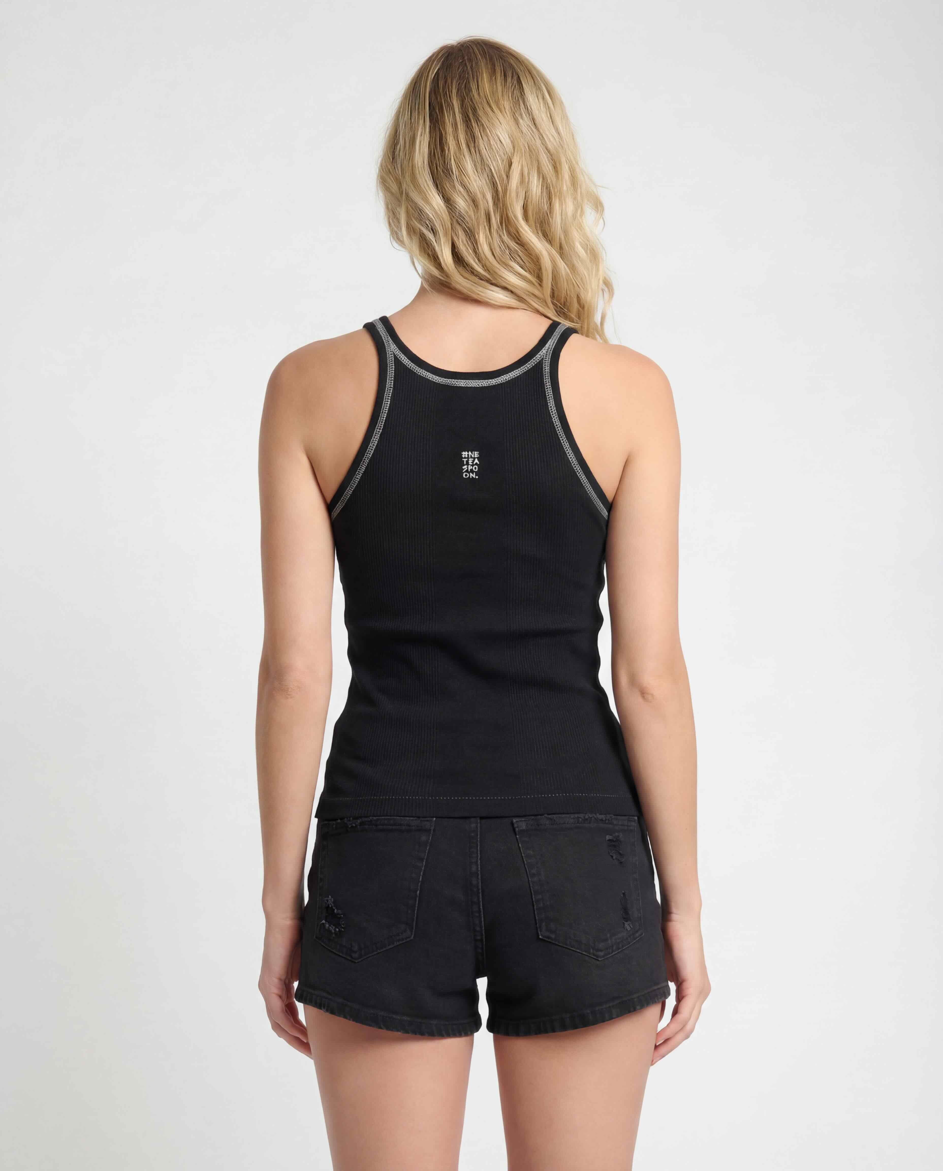 Jett Black Bower Bird Singlet - Jett Black - Image 4
