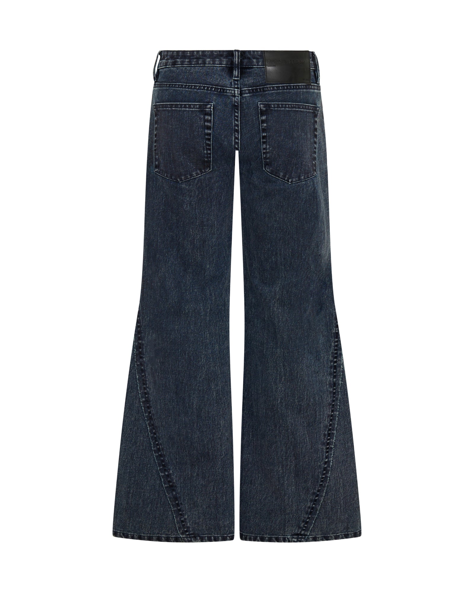 Johnnies Low Waist Wide Leg Flared Denim Jeans - Indigo Blue - Image 9