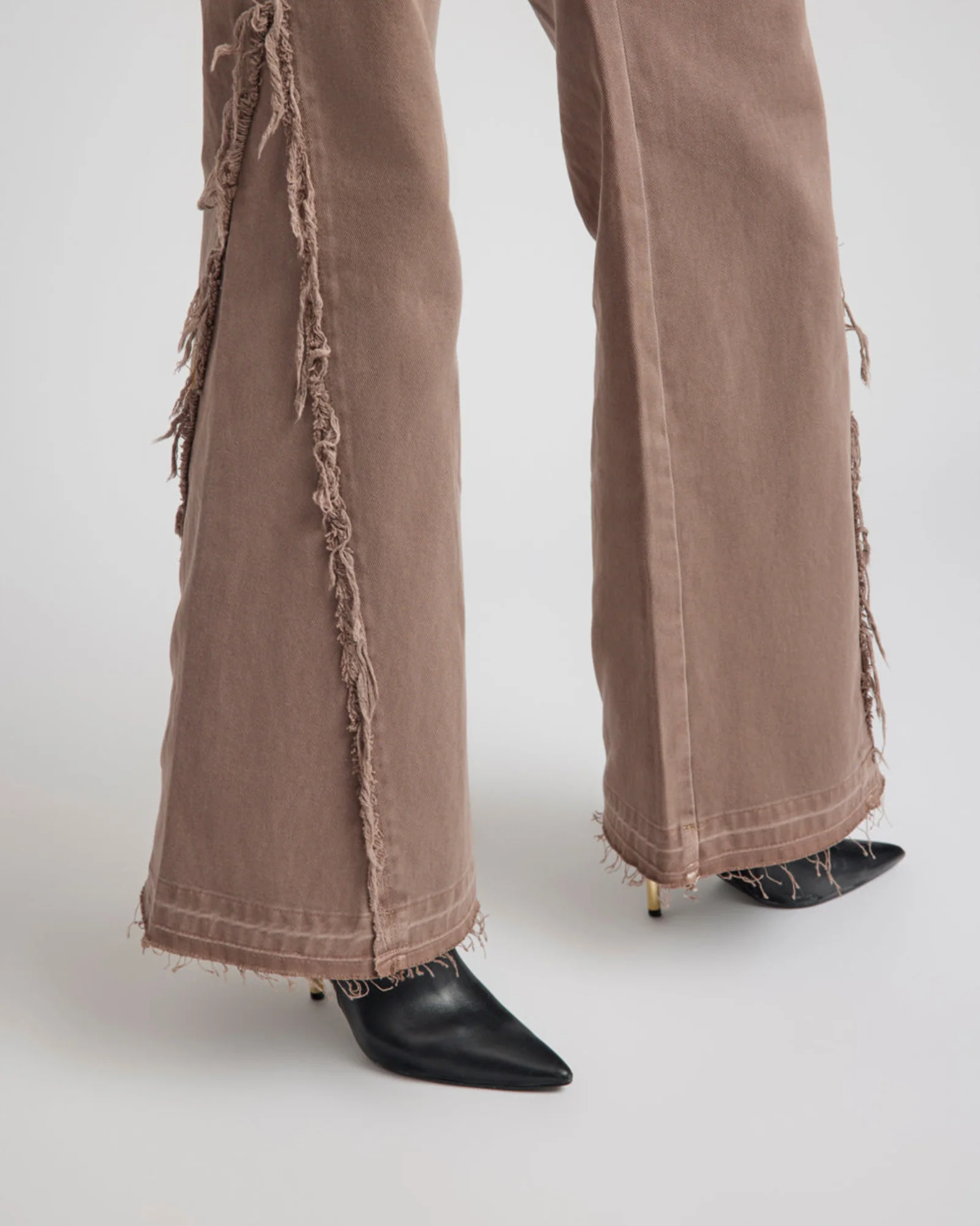 Johnnies Low Waist Wide Leg Flared Denim Jeans - Espresso Brown - Image 8