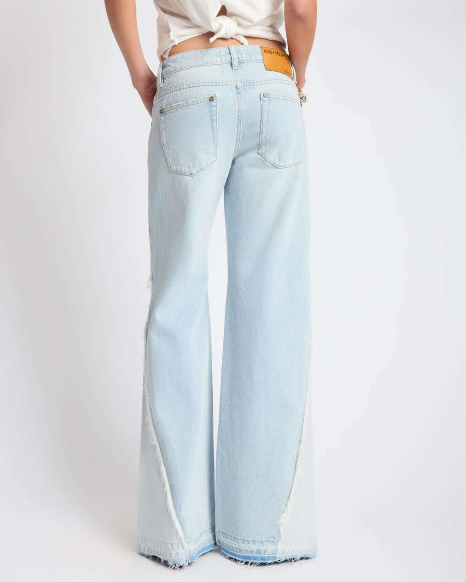 Johnnies Low Waist Wide Leg Flared Denim Jeans - Cosmic Blue - Image 4