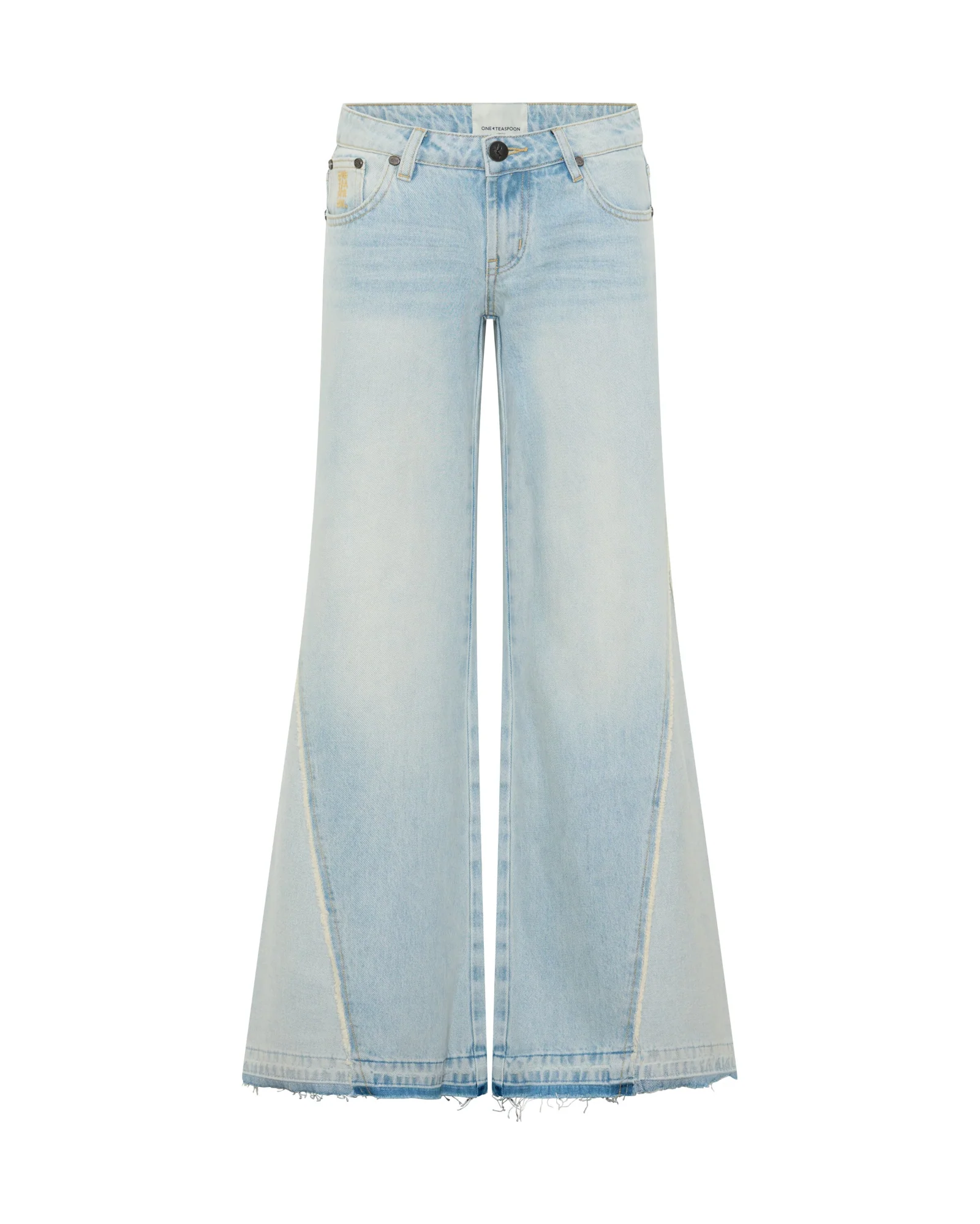 Johnnies Low Waist Wide Leg Flared Denim Jeans - Cosmic Blue - Image 8