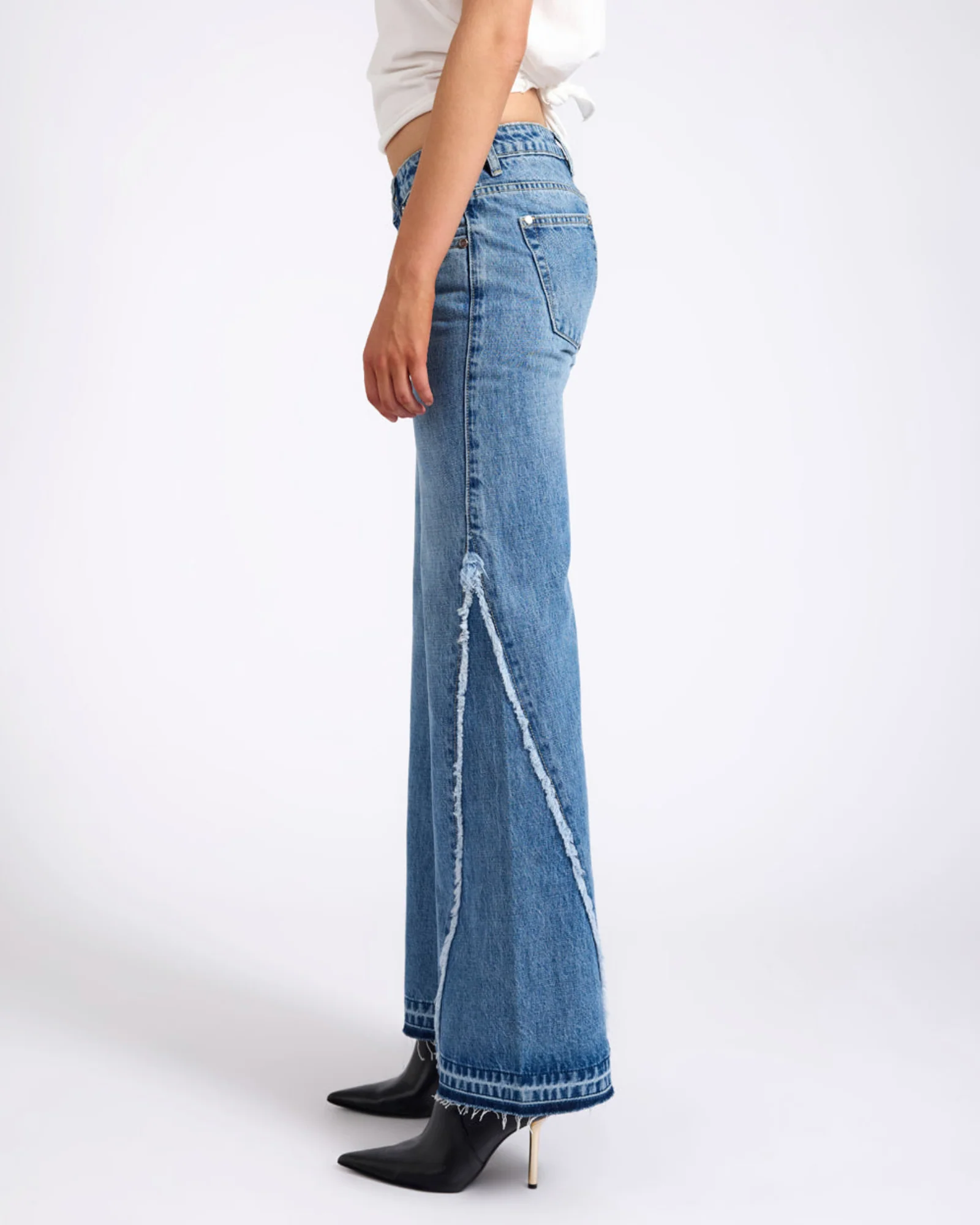 Johnnies Low Waist Wide Leg Flared Denim Jeans - Image 5