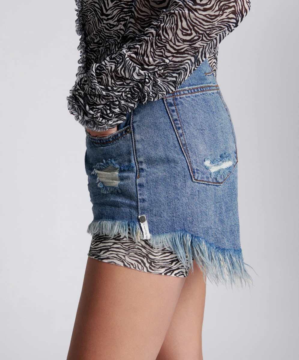 Le Wolves Mid Waist Mid Length Denim Shorts - Johnny Blue - Image 3