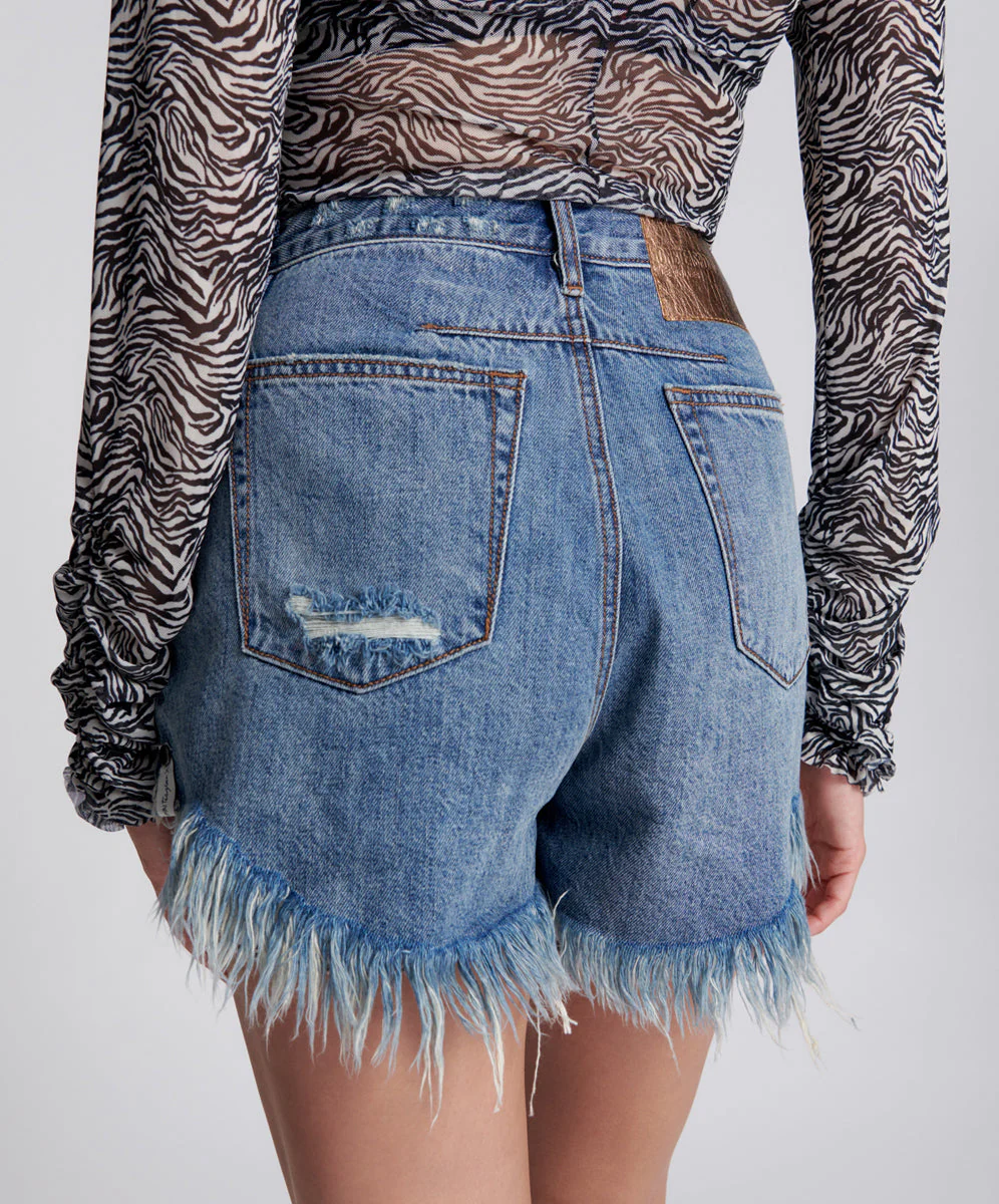 Le Wolves Mid Waist Mid Length Denim Shorts - Johnny Blue - Image 4