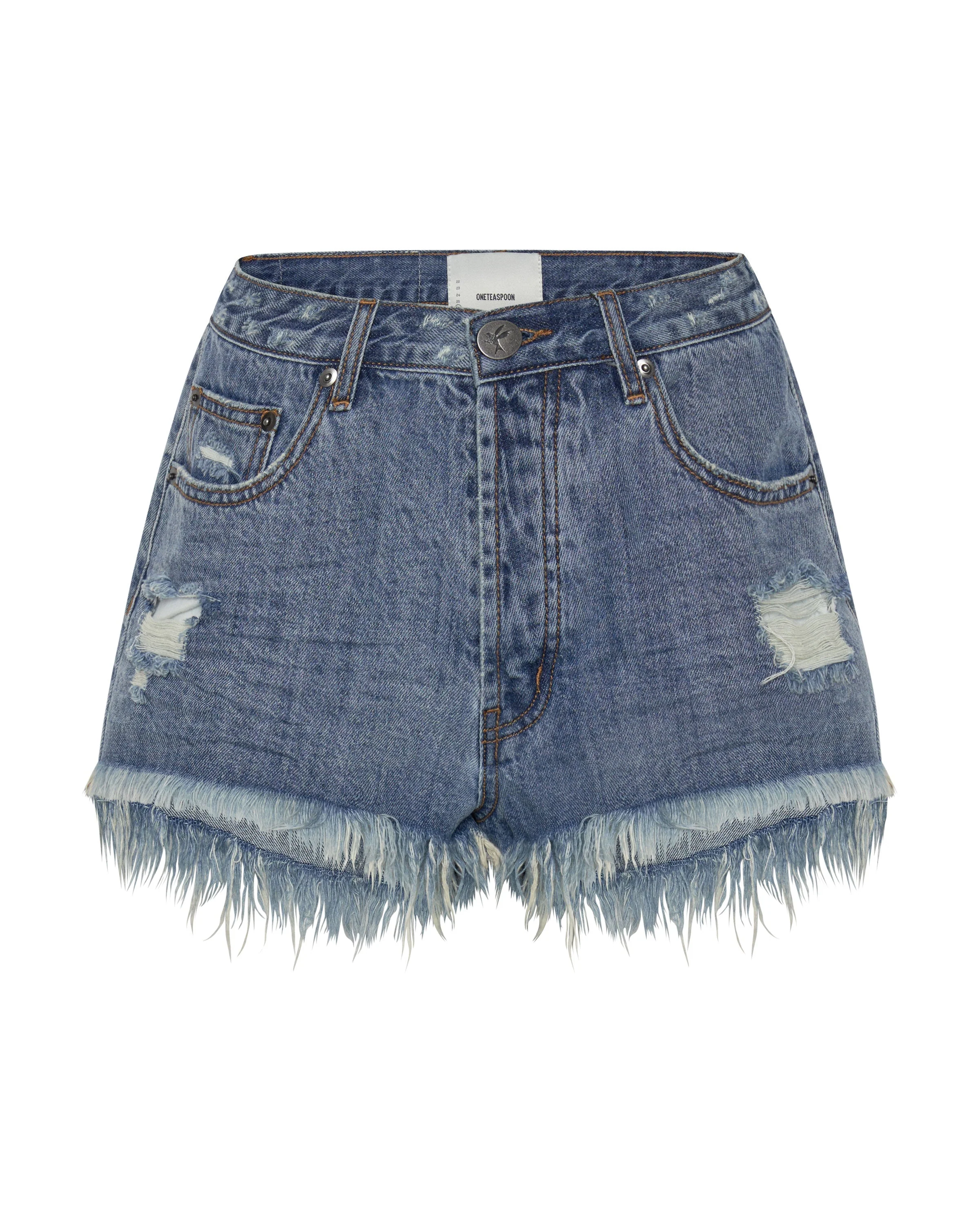 Le Wolves Mid Waist Mid Length Denim Shorts - Johnny Blue - Image 6