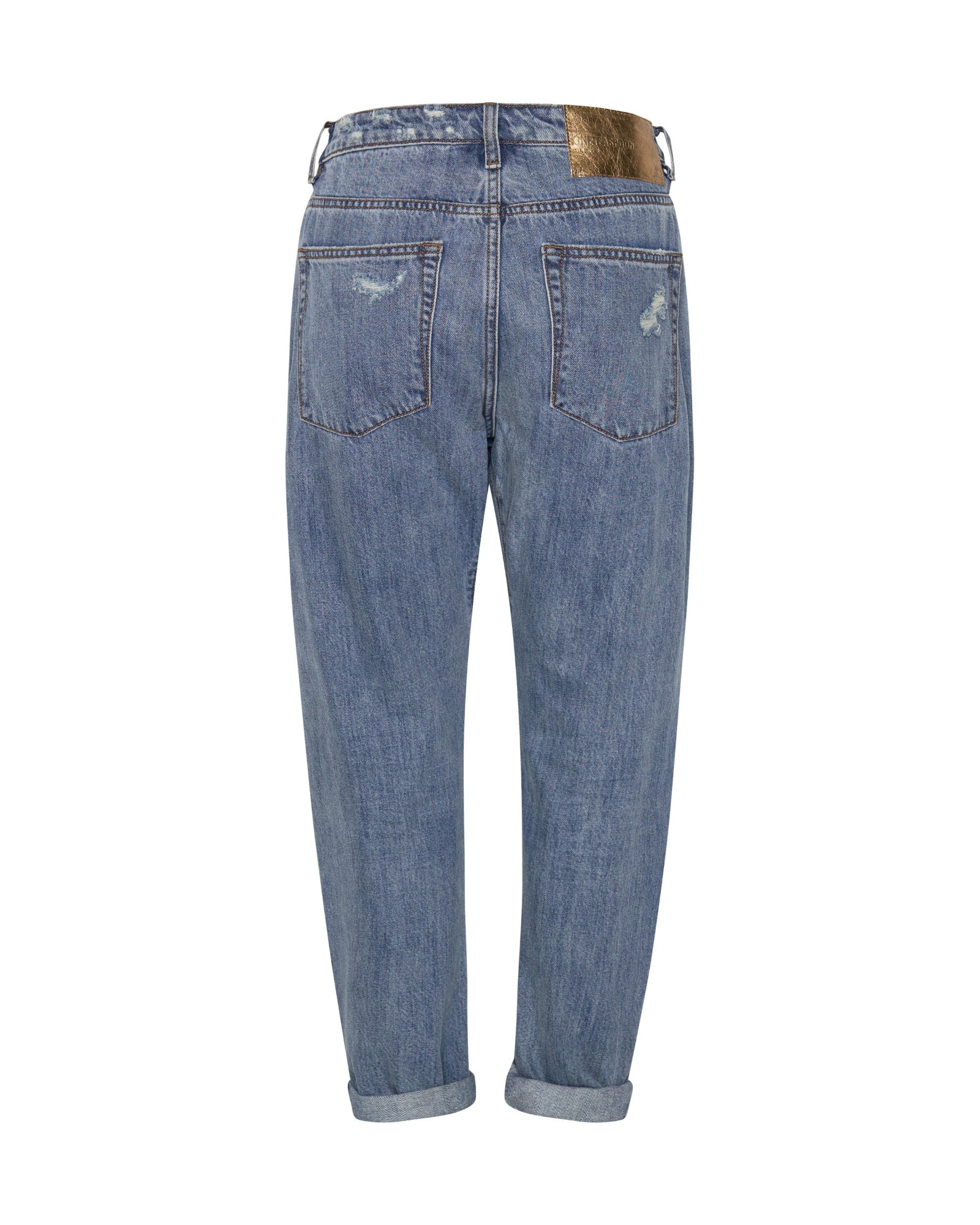 Saints Low Waist Boyfriend Denim Jeans - Johnny Blue - Image 10