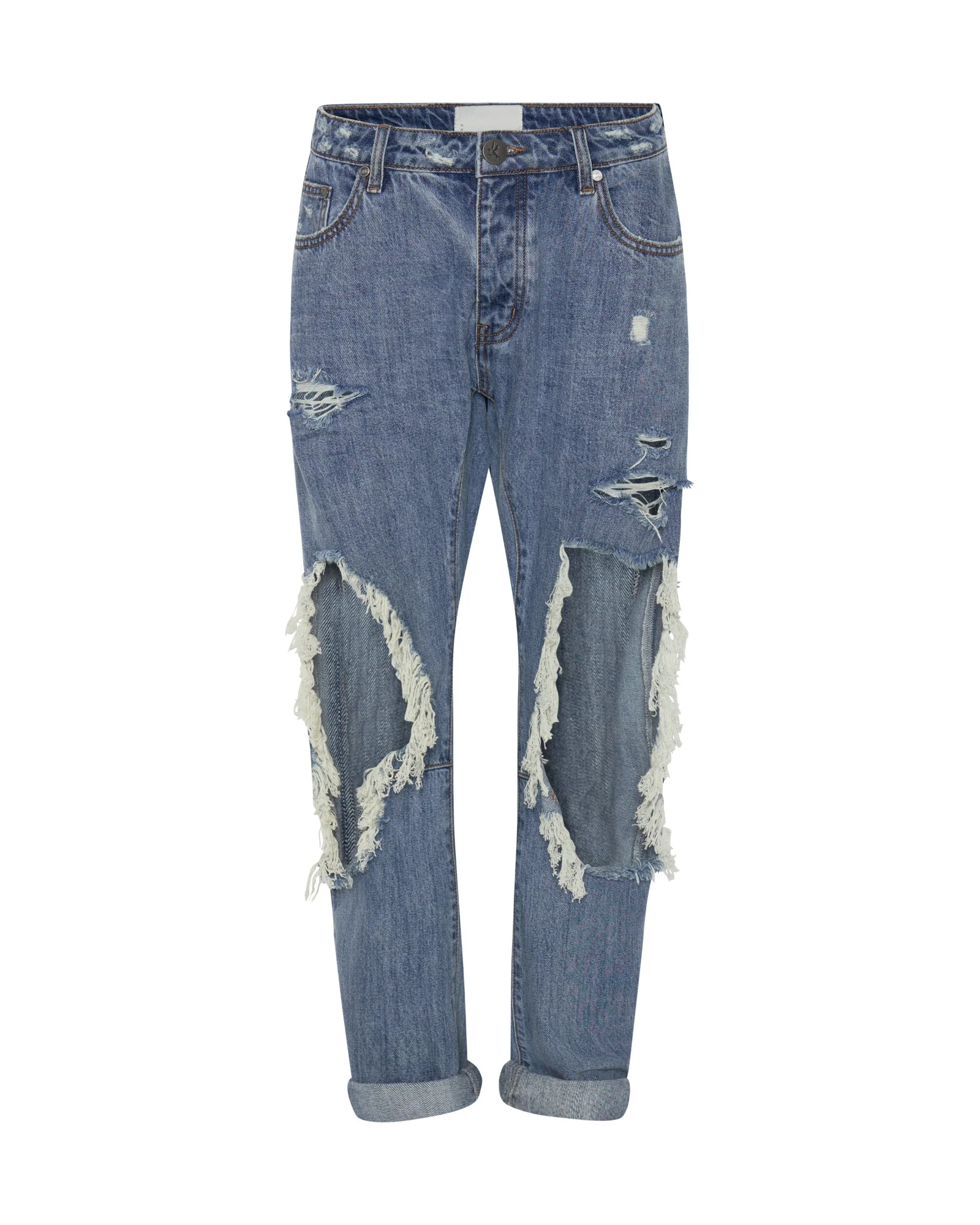 Saints Low Waist Boyfriend Denim Jeans - Johnny Blue - Image 9