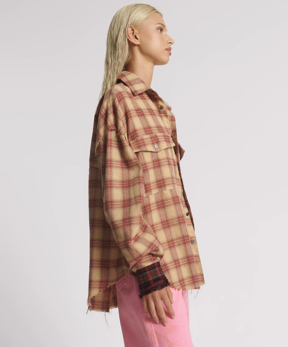 Joshua Oversized Flannel Western Shirt - Burnt Sand - Image 4