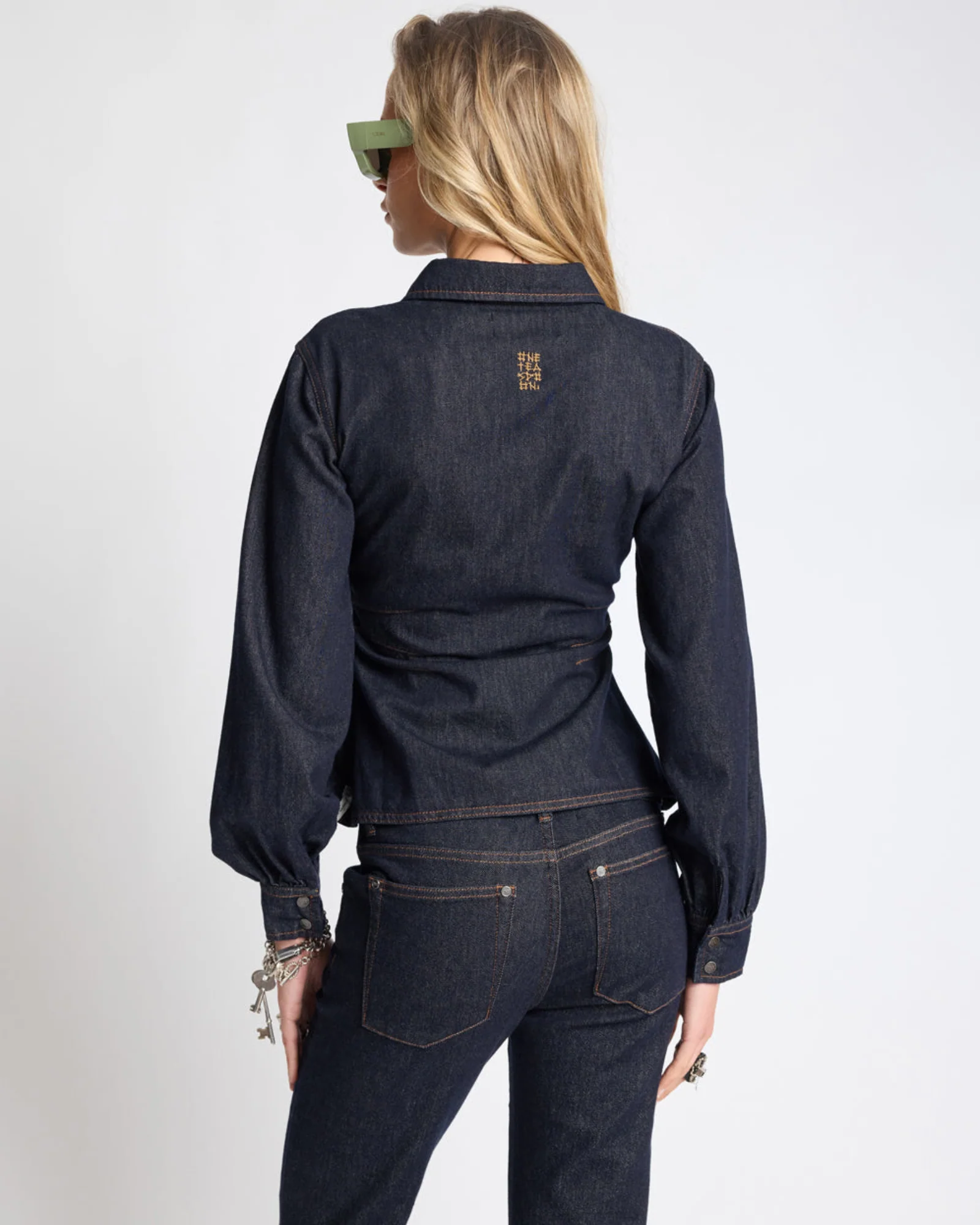 Josie Fitted Denim Shirt - Raw Indigo - Image 5