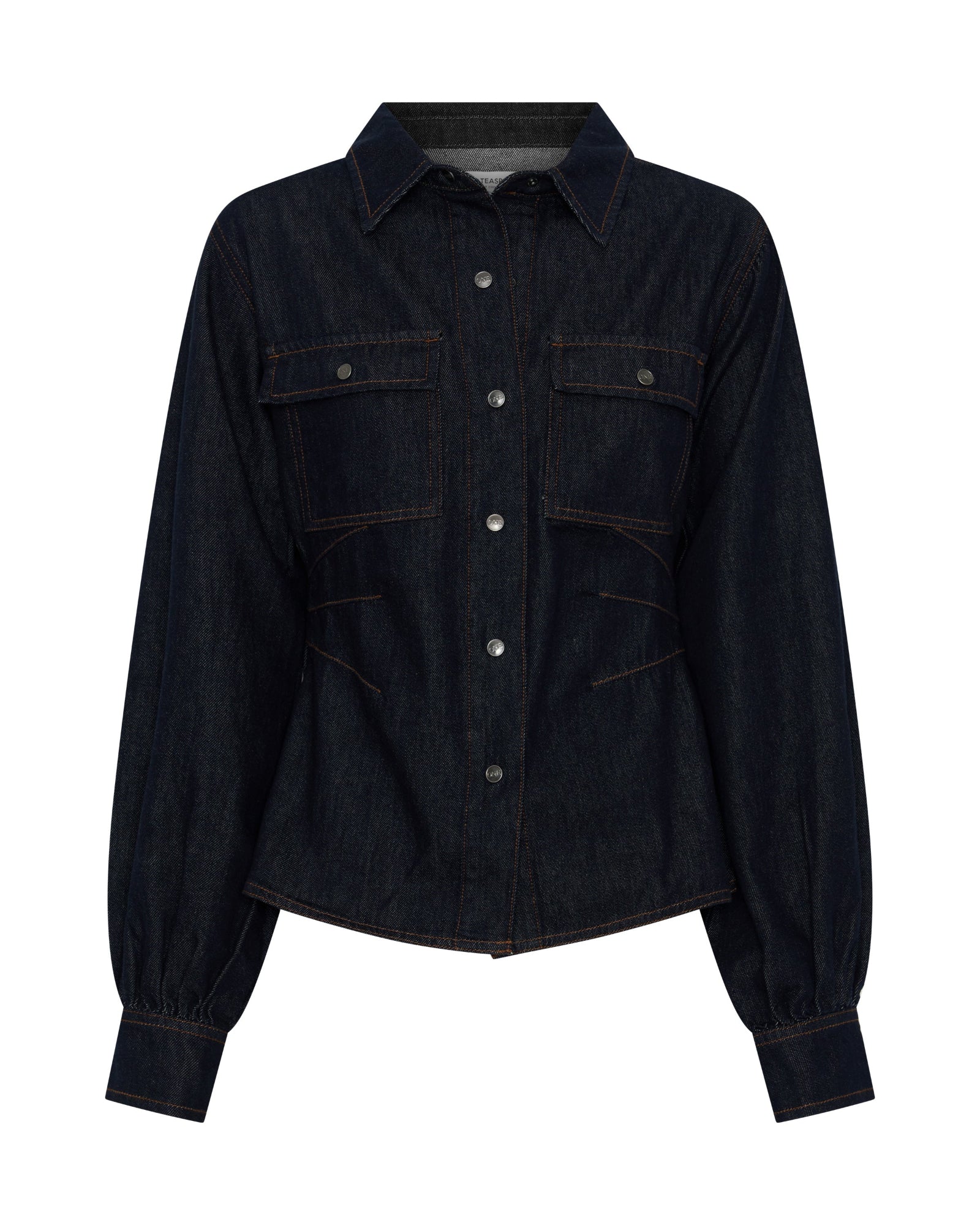 Josie Fitted Denim Shirt - Raw Indigo - Image 9
