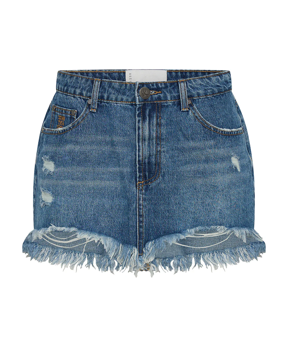 Junkyard Low Waist Denim Mini Skirt - Westland Blue - Image 10