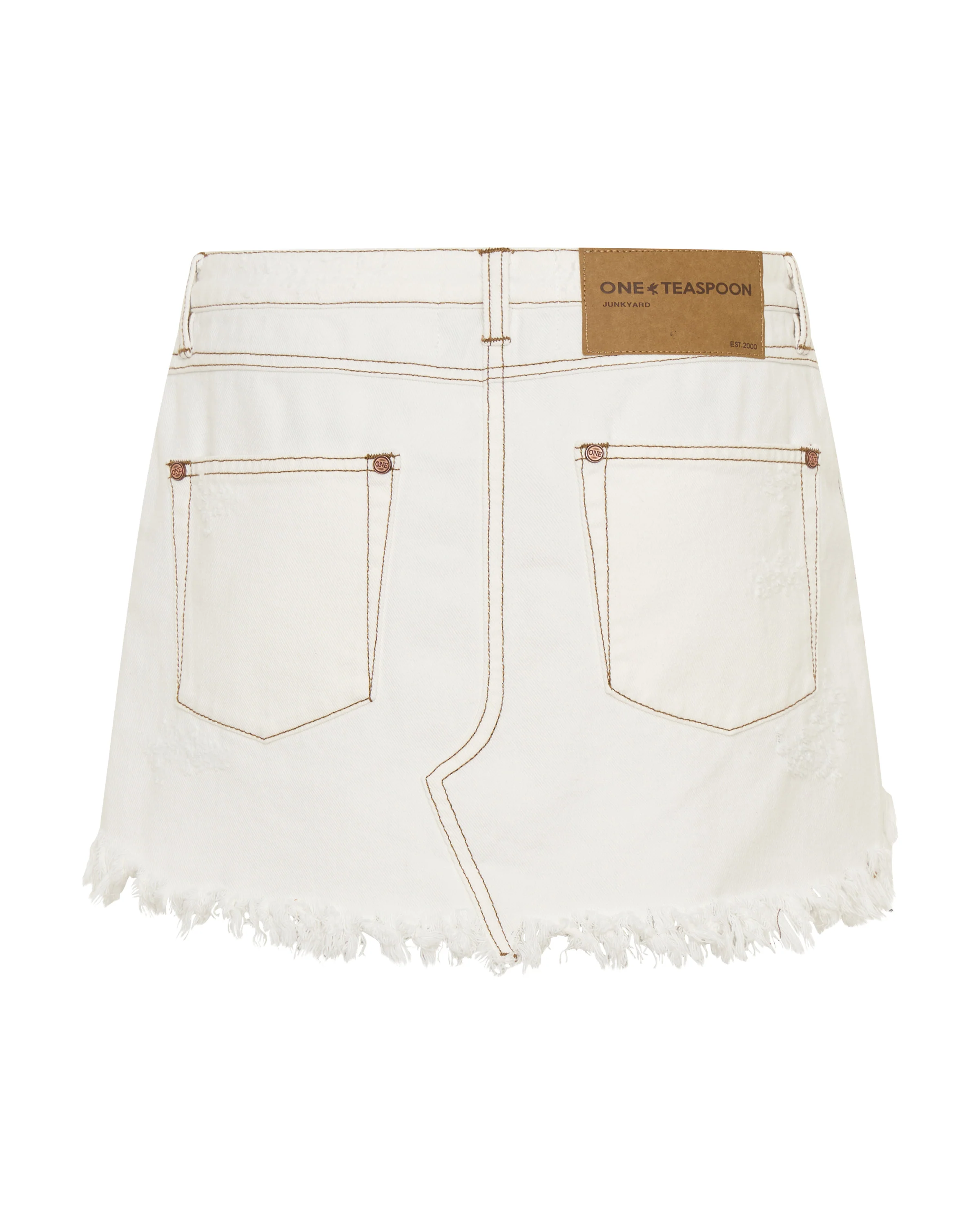 Junkyard Low Waist Messed Up Mini Denim Skirt - White Beauty - Image 13