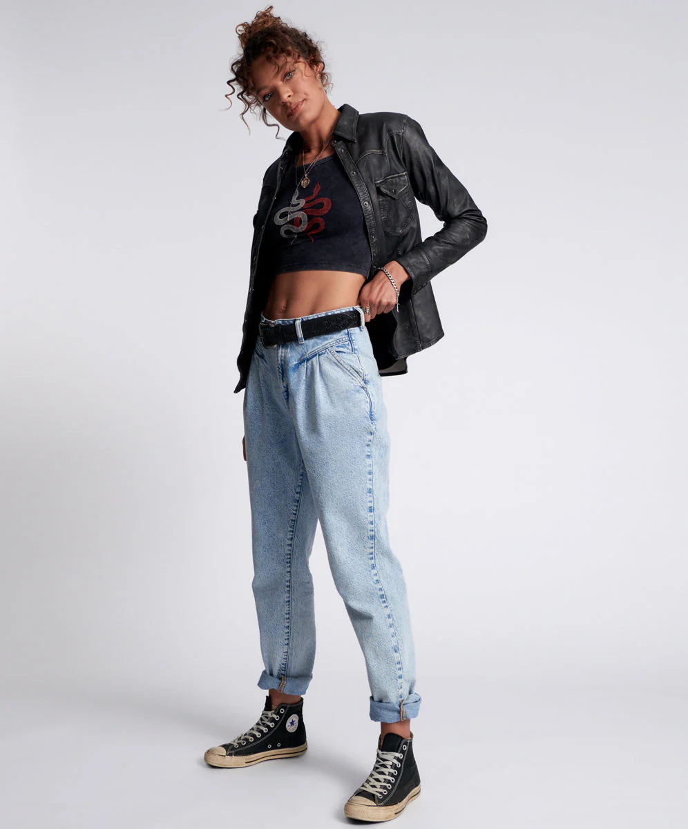 Streetwalkers High Waist Straight Leg Trouser Denim Jeans - Kansas Acid - Image 2