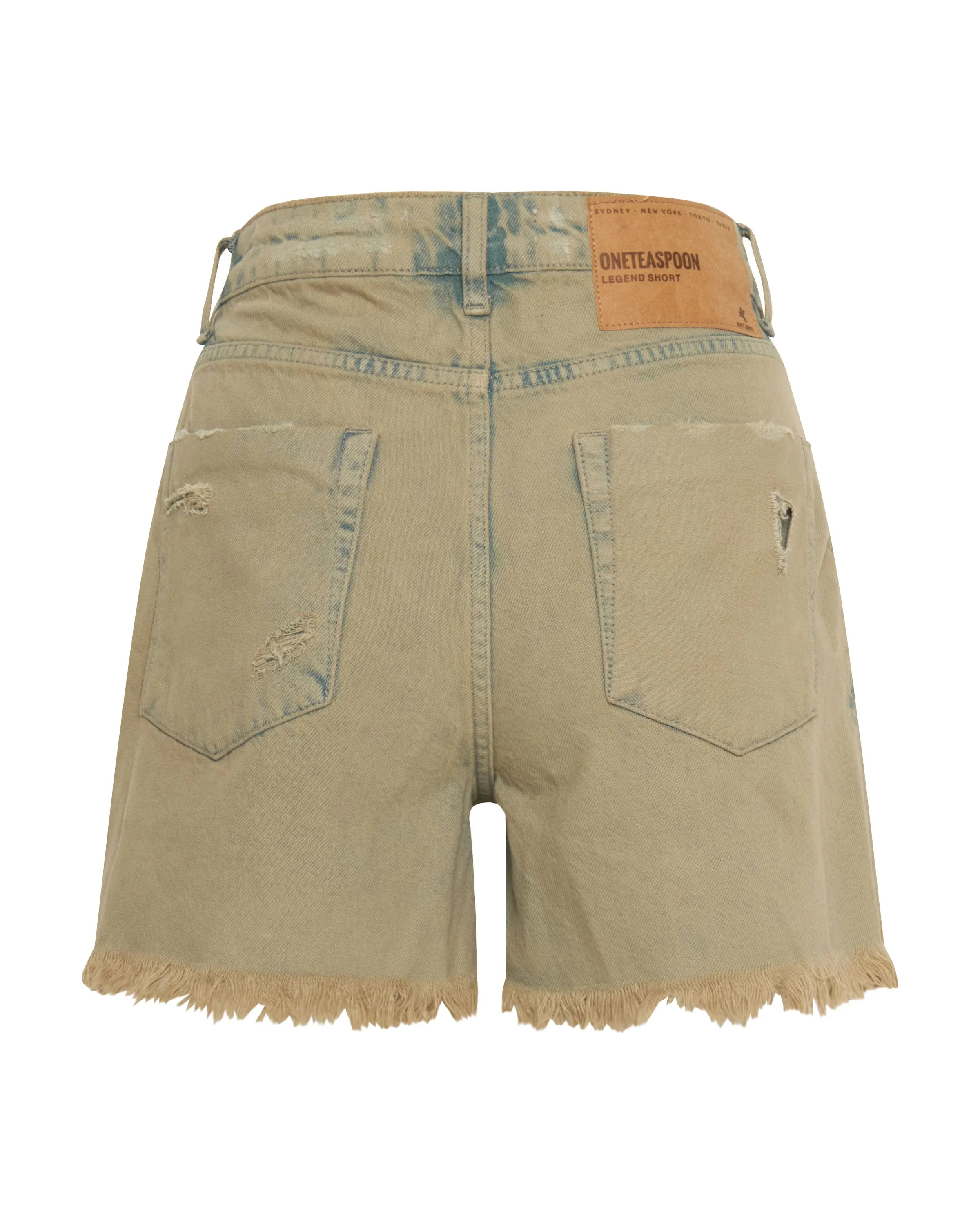 Legends High Waist Mom Fit Denim Shorts - Khaki Haze - Image 7
